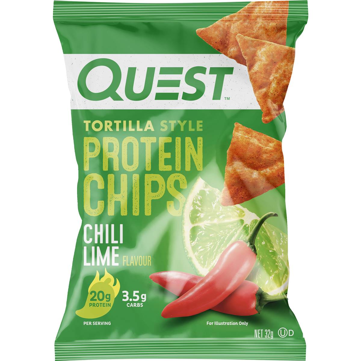 Quest Protein Chips Tortilla Style Chili Lime Flavour