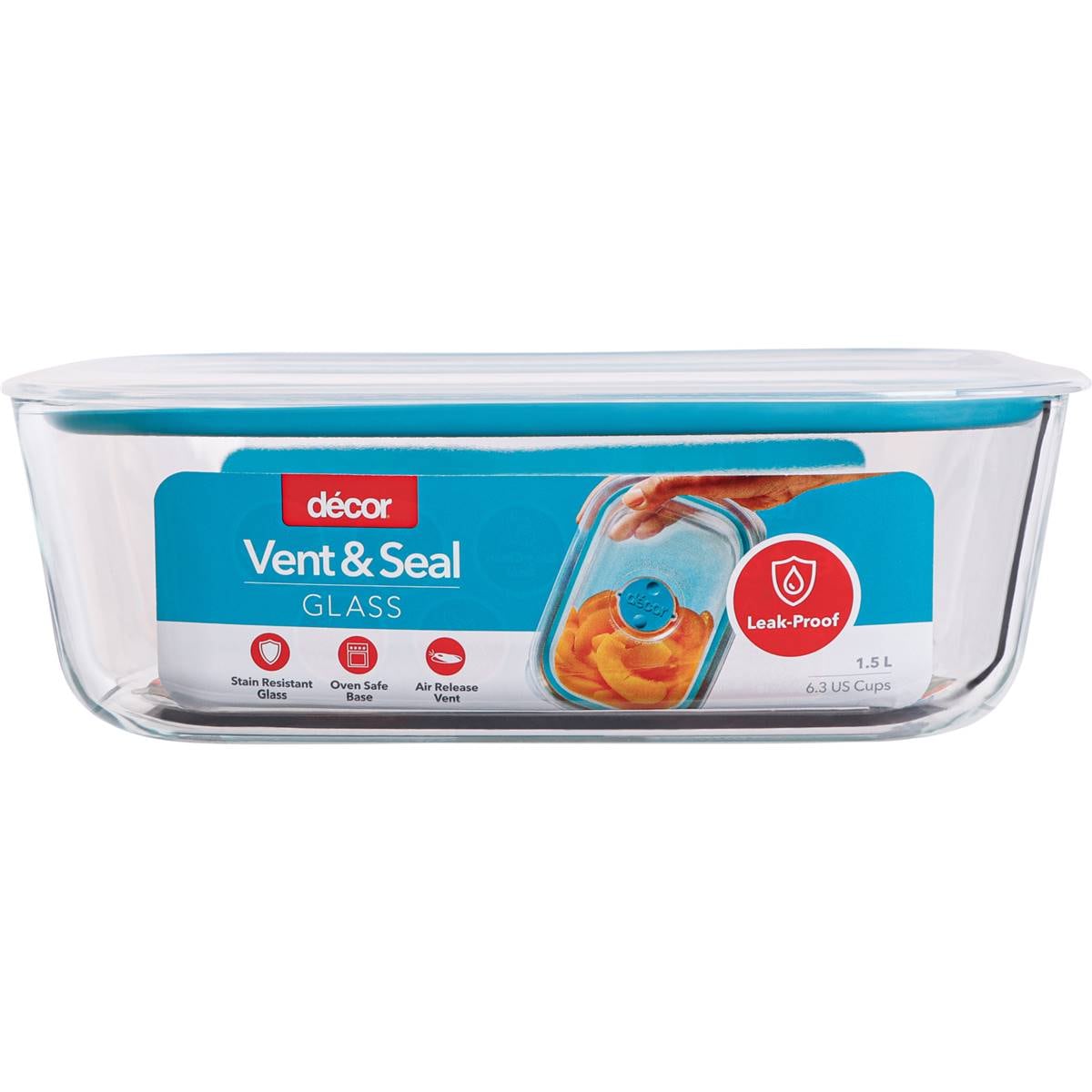 Decor Vent & Seal Glass Container Oblong 1.5L each