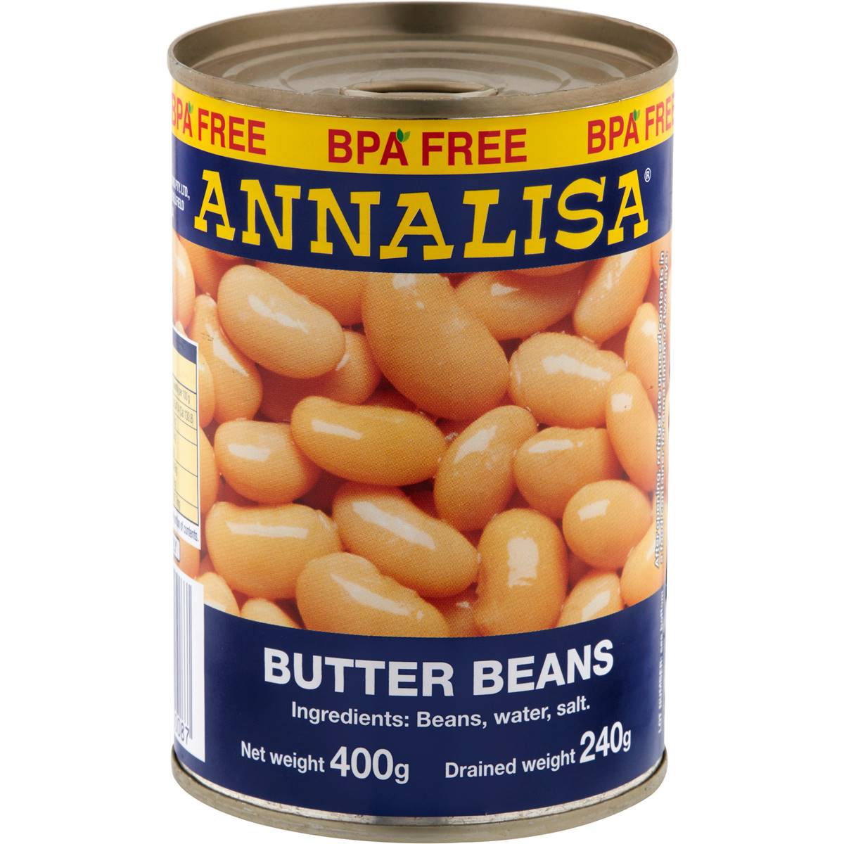 Calories in Annalisa Beans Butter Lima calcount