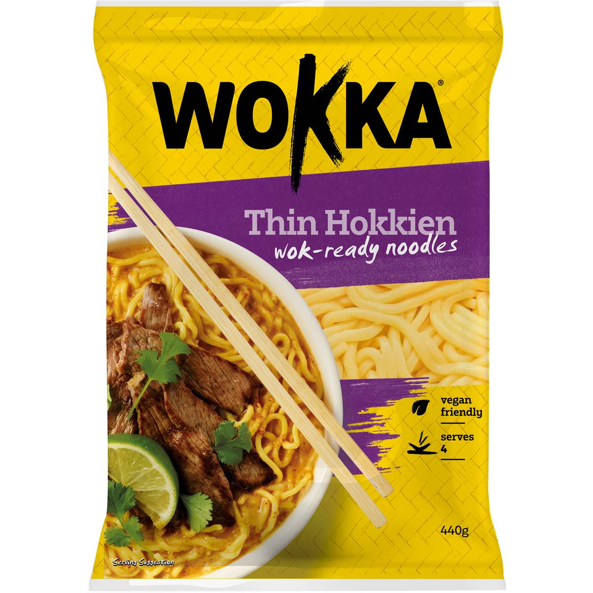Calories in Wokka Shelf Fresh Thin Hokkien Noodles