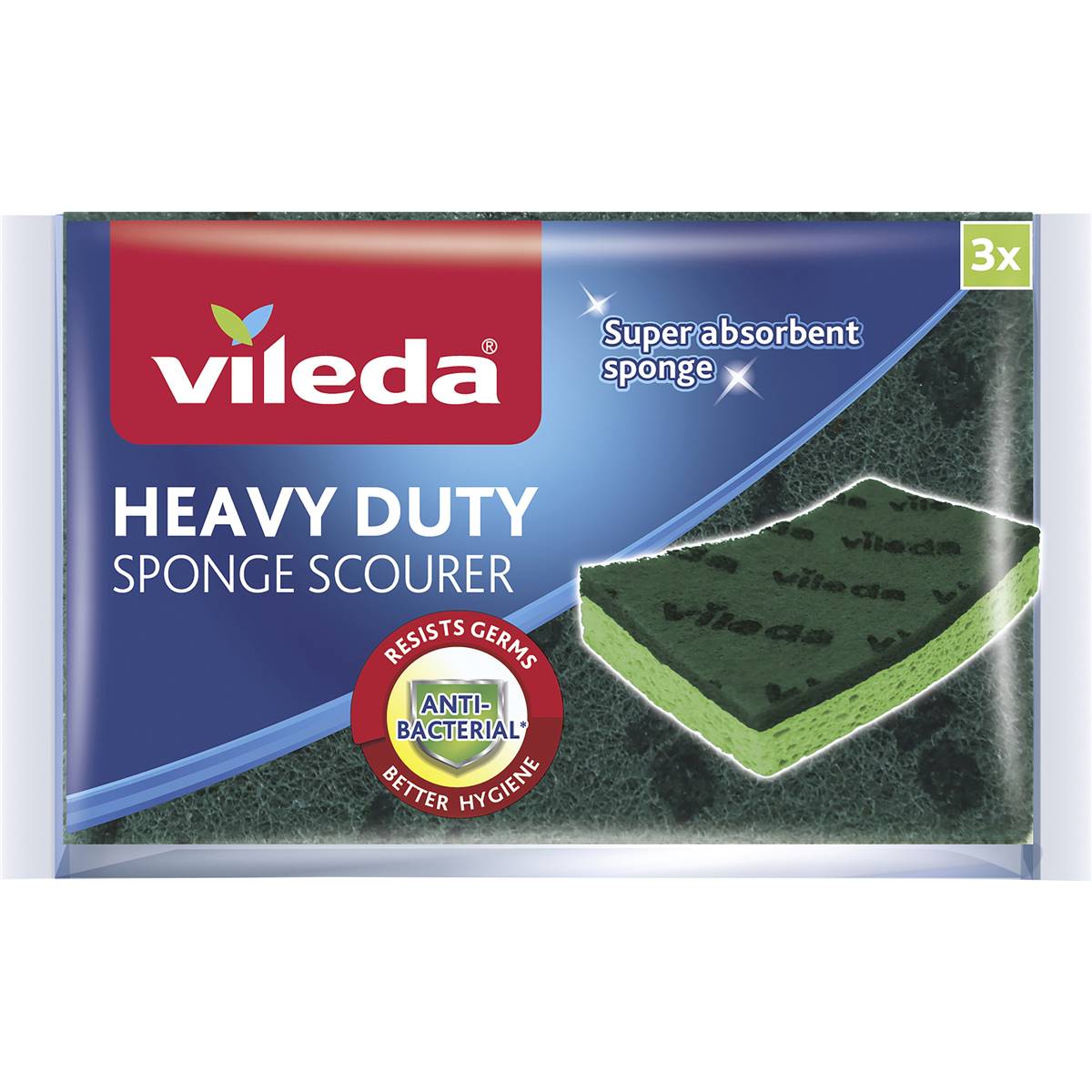 Vileda Anti-Bacterial Sponge Scourer Heavy Duty