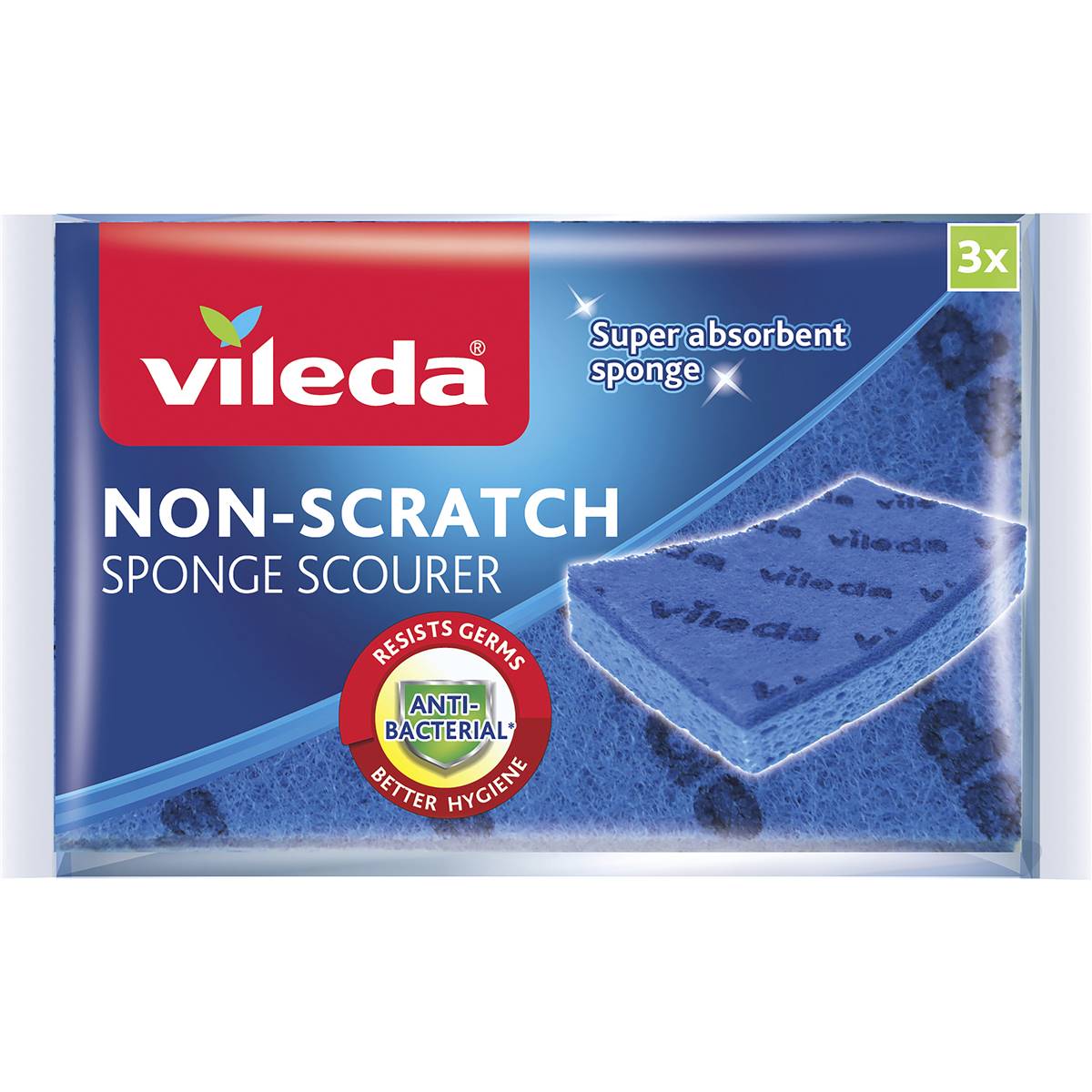 Vileda Anti-Bacterial Sponge Scourer Non-Scratch