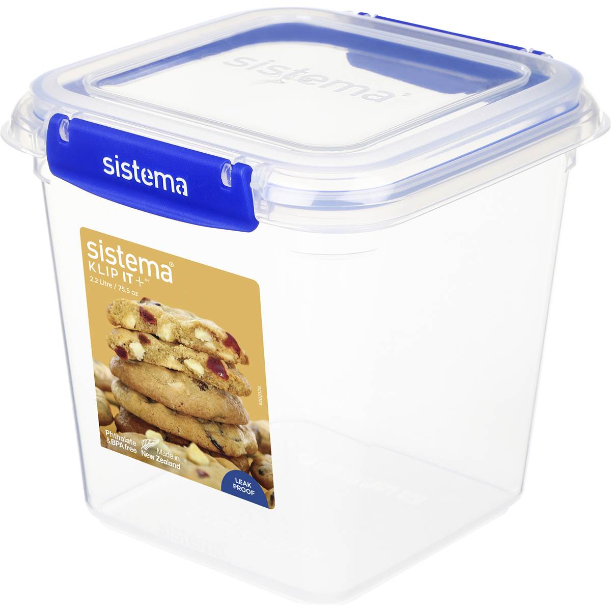 Sistema Klip It Plus Square Cookie Food Container 2.2L each
