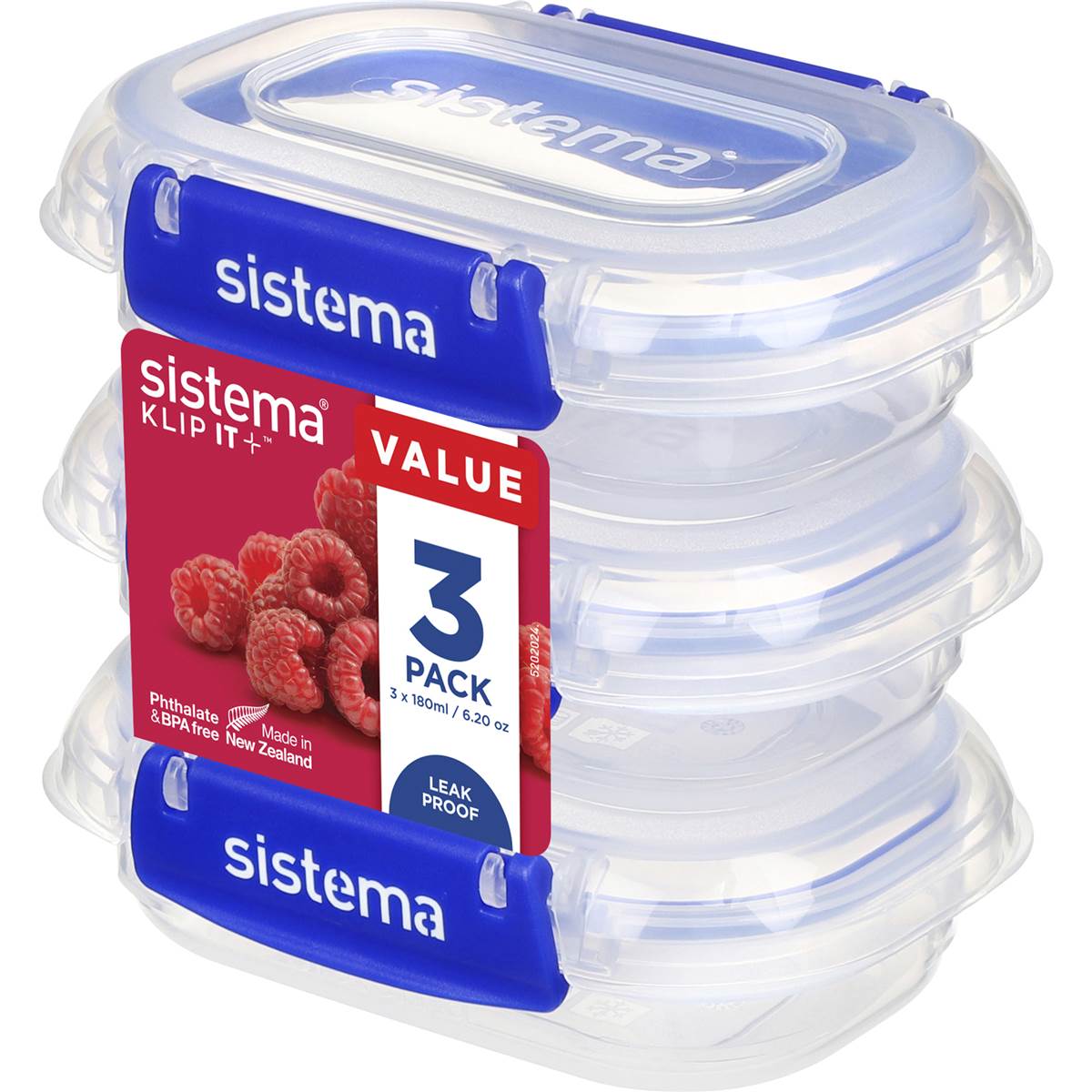 Sistema Klip It Plus Rectangle Food Container 180mL x 3 pack