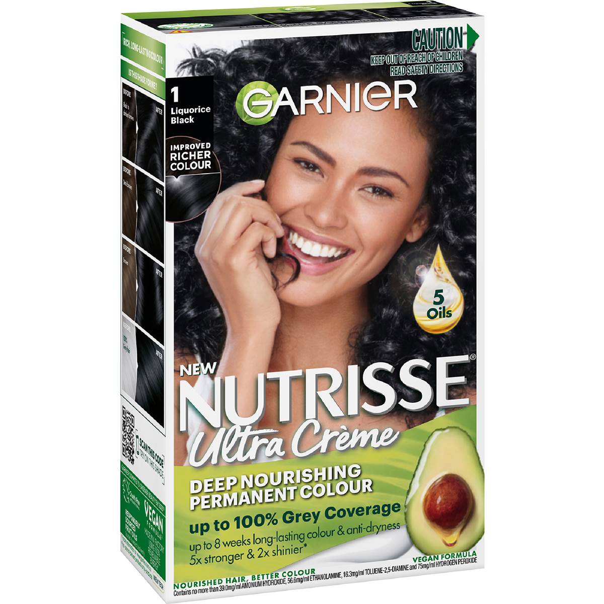 Garnier Nutrisse Hair Colour 1 Liquorice Black each