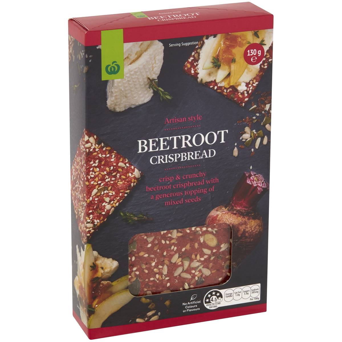 Calories in Woolworths Artisan Style Beetroot Crispbread