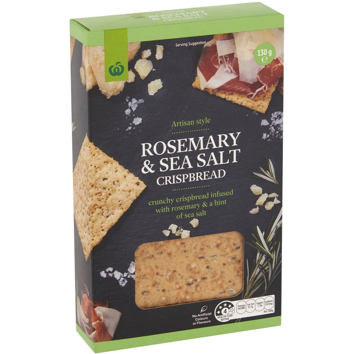 Calories in Woolworths Artisan Style Rosemary & Sea Salt Crispbread
