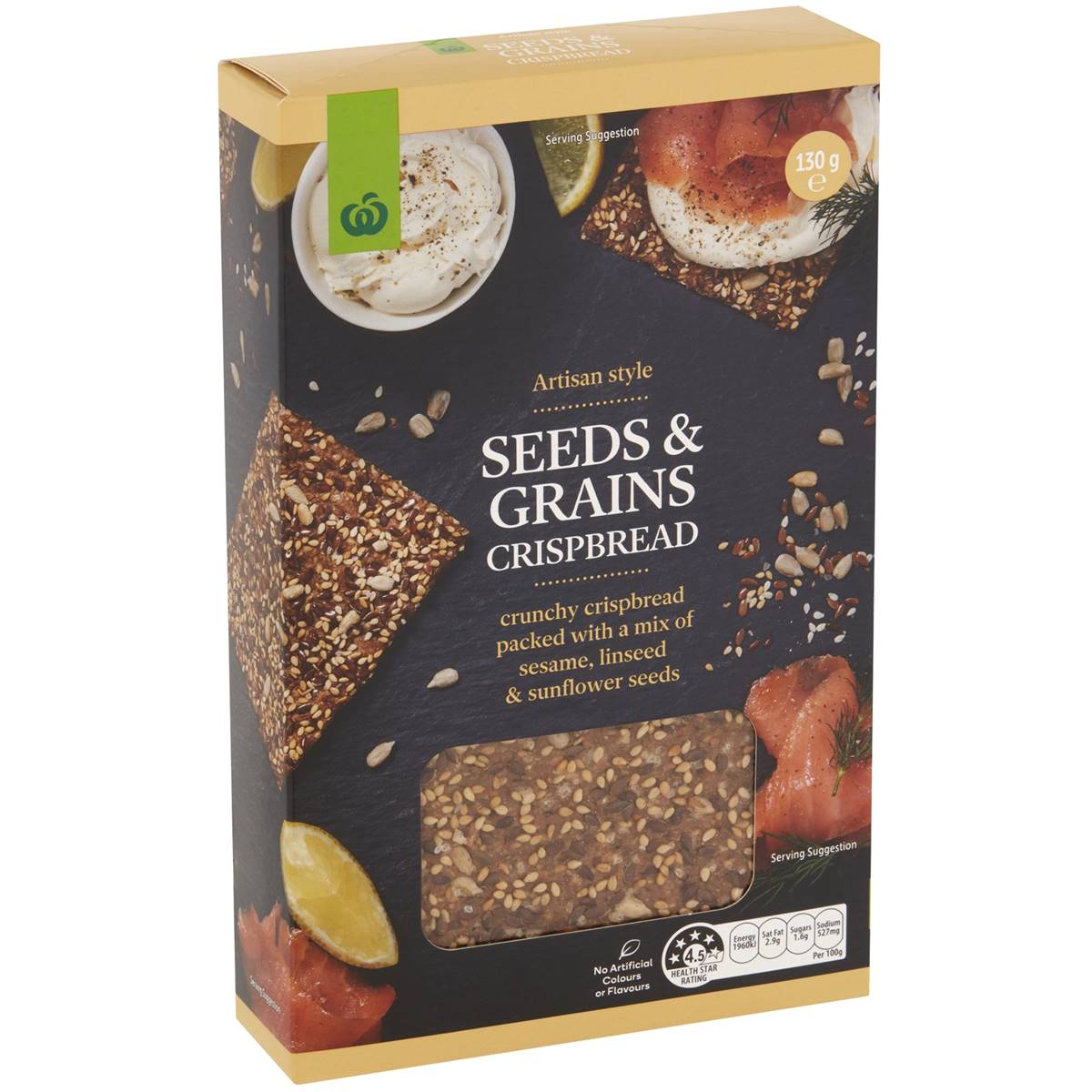Calories in Woolworths Artisan Style Seeds & Grains Crispbread