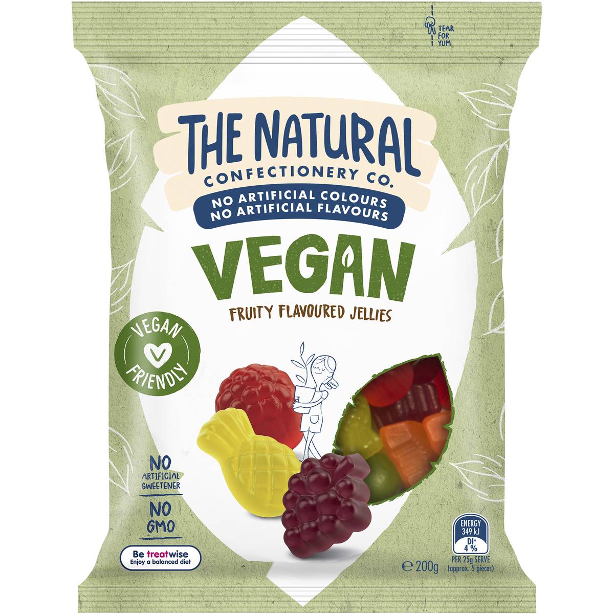 Calories in The Natural Confectionery Co. Vegan Fruity Flavoured Lollies