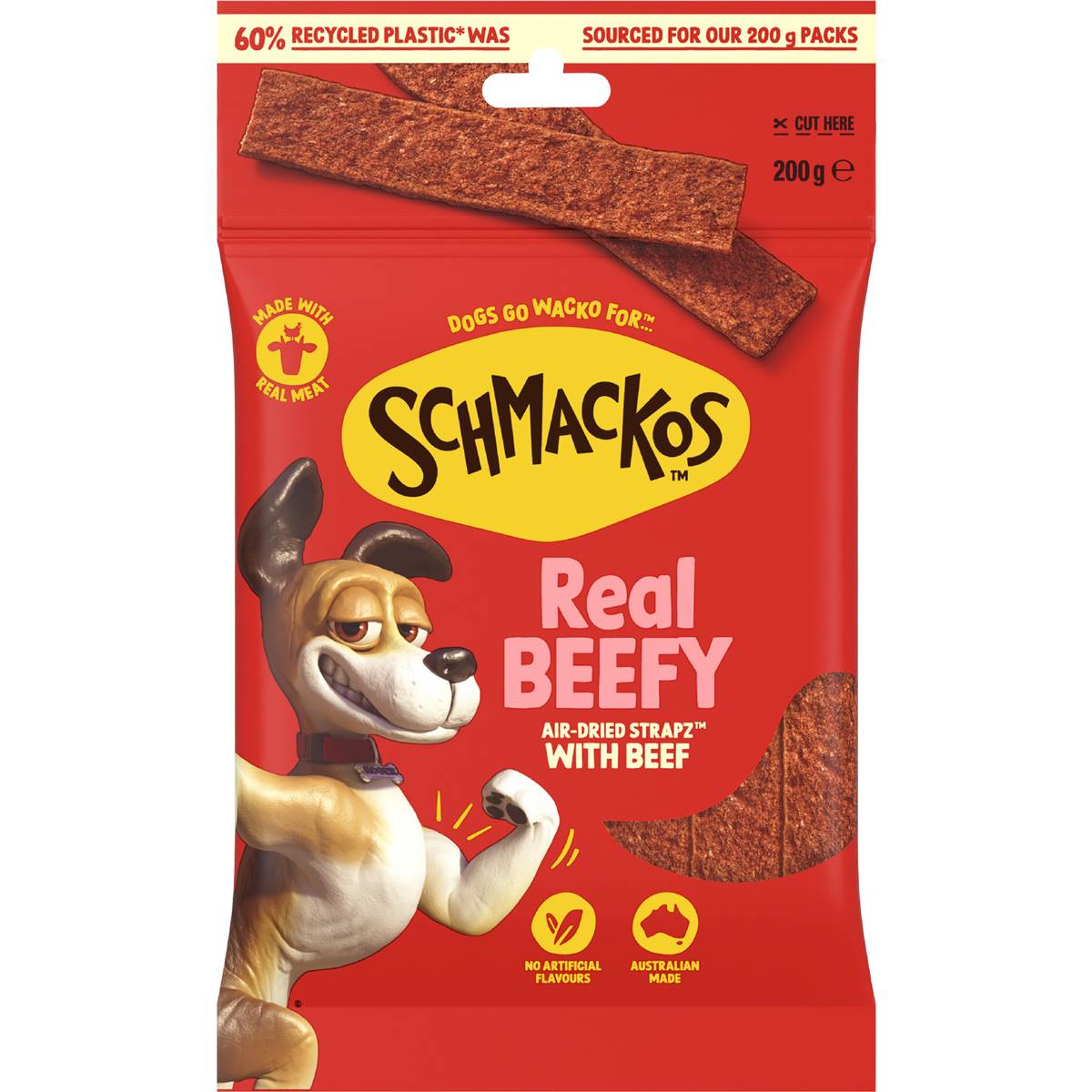Schmackos Strapz Dog Treats with Beef 200g
