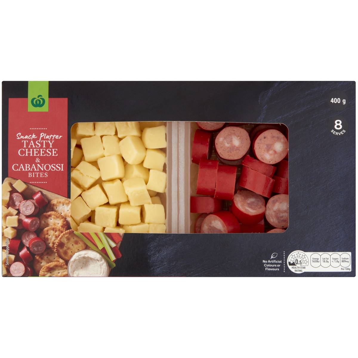 Calories in Woolworths Platter Pack With Tasty Cheese & Cabanossi Bites