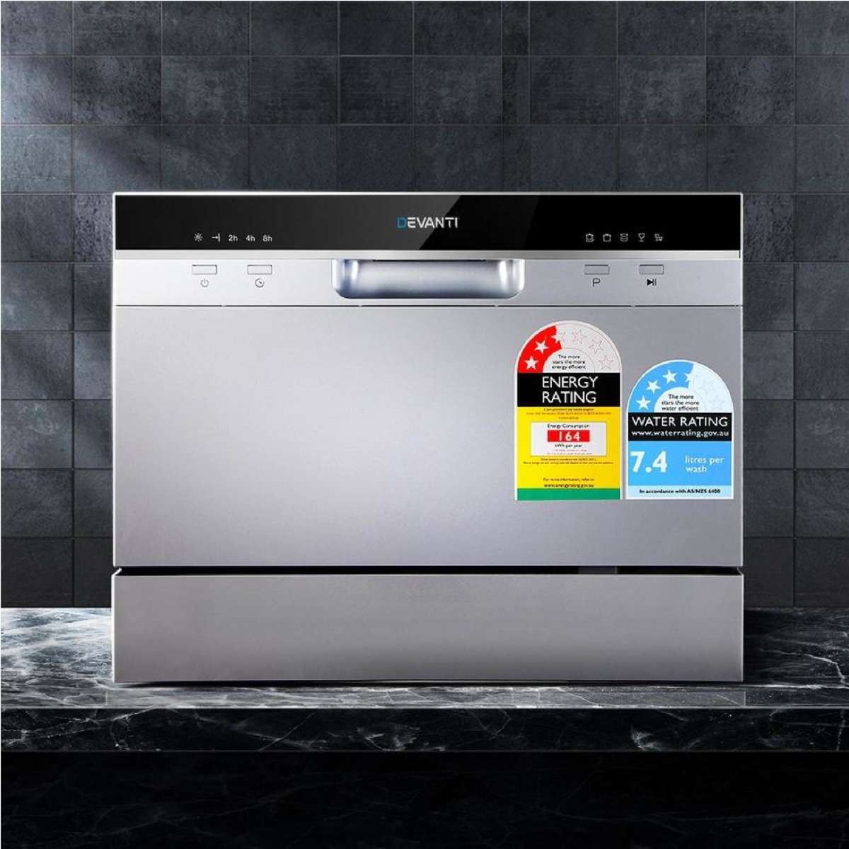 Devanti 6 Place Settings Benchtop Dishwasher Sliver