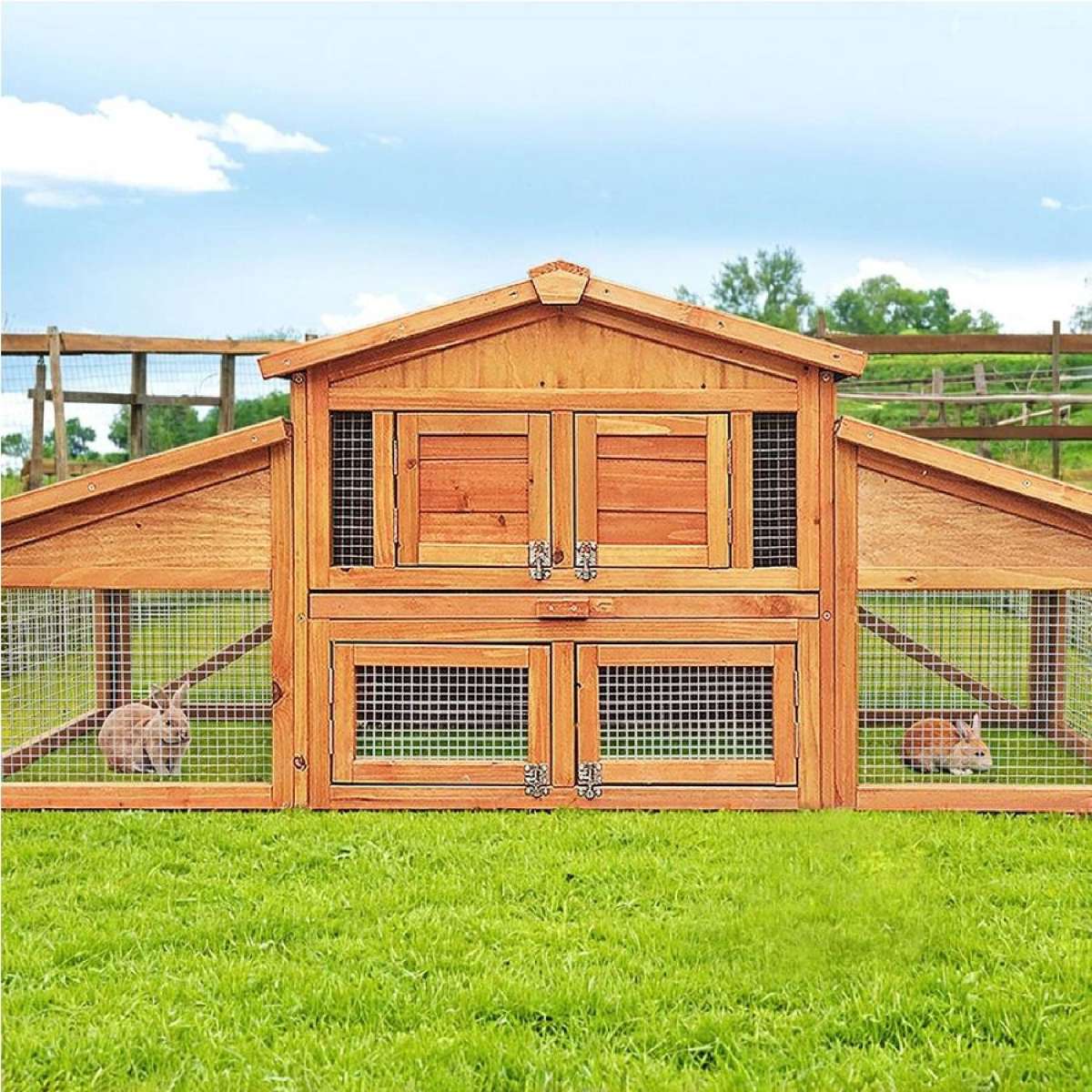 169cmx52cmx72cm i.Pet Chicken Coop Rabbit Hutch Large House Outdoor Wooden Run Cage
