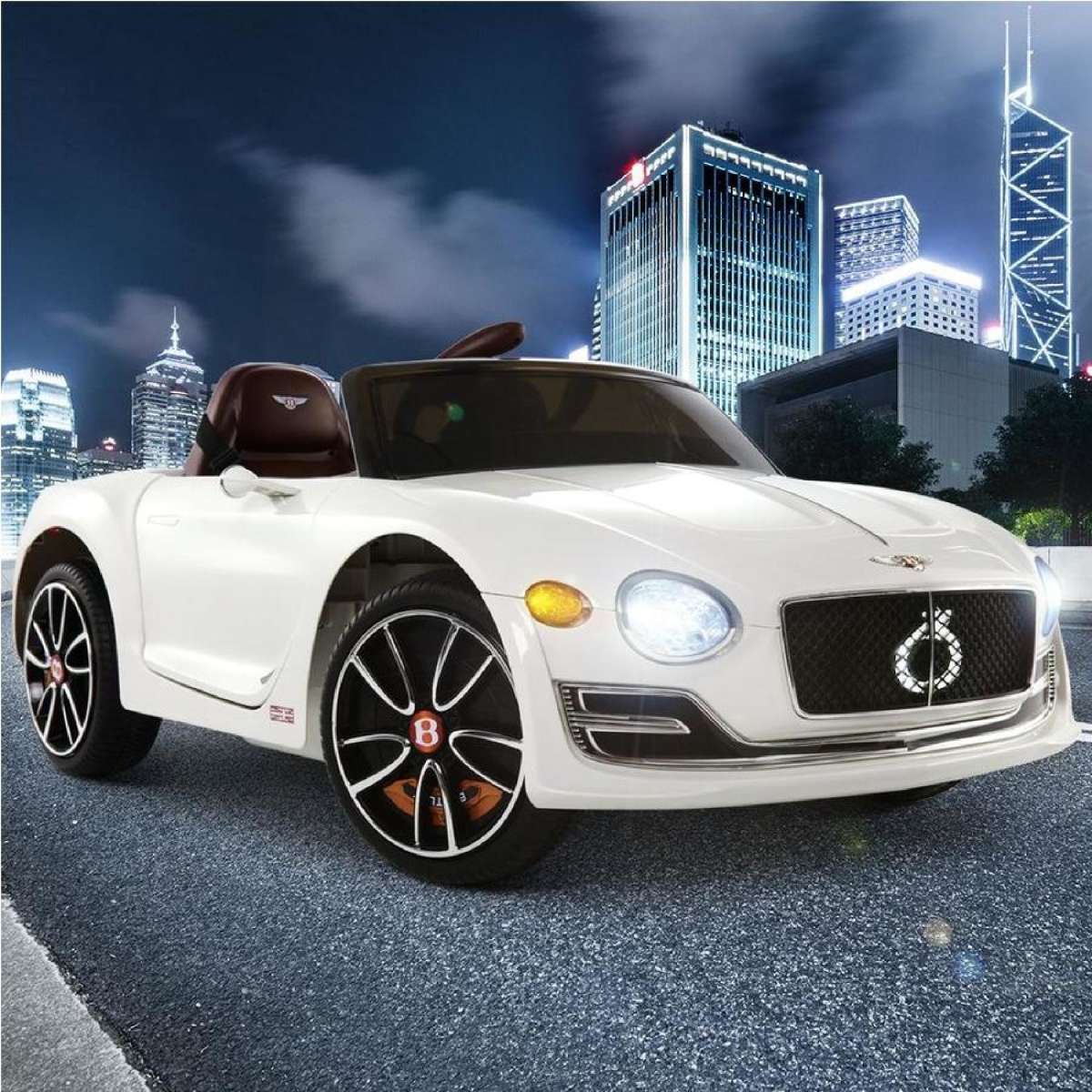 Bentley Kids Ride On Car with Remote Control Licensed Electric Toys 12V Battery Cars White