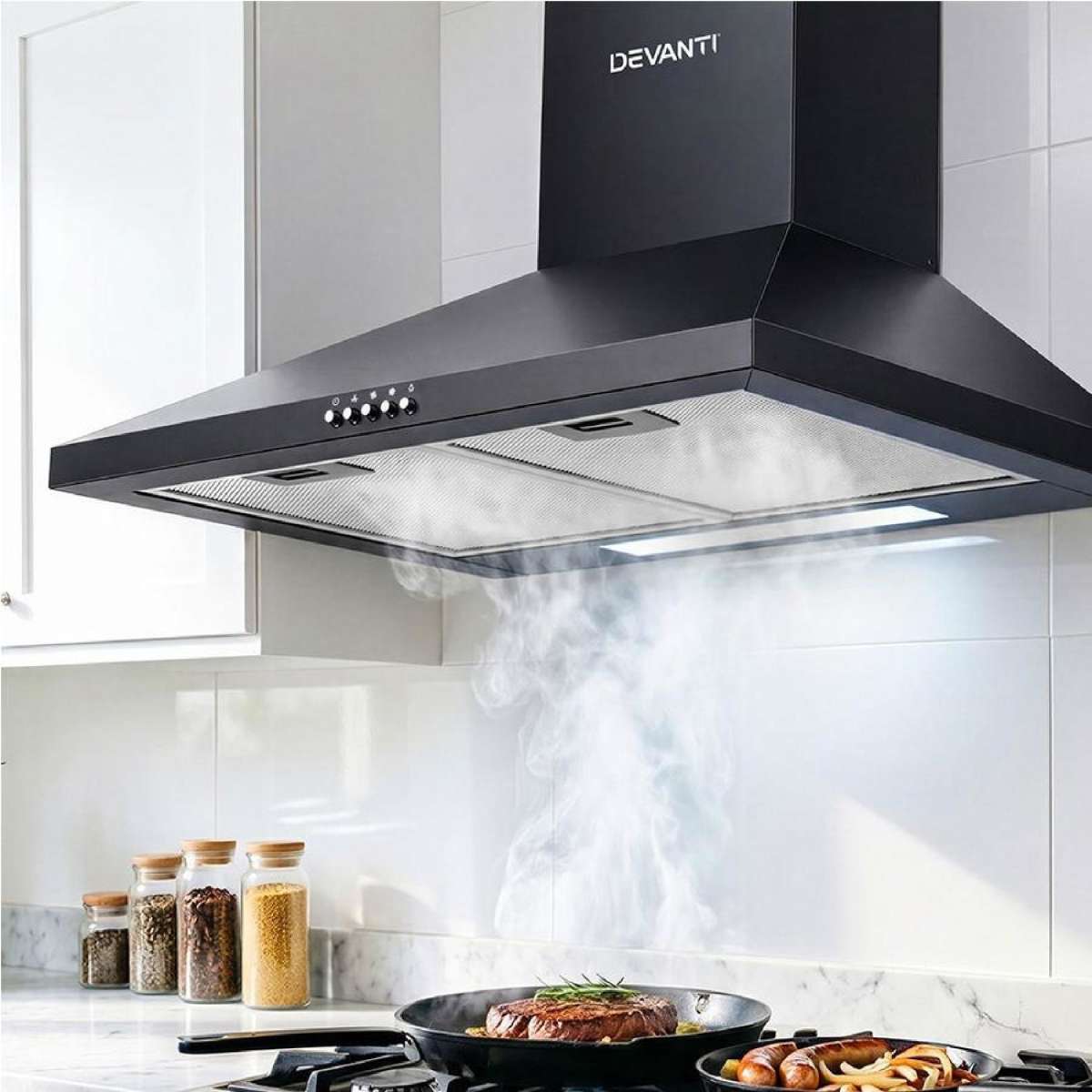 Devanti 600mm Range Hood 60cm Rangehood Black