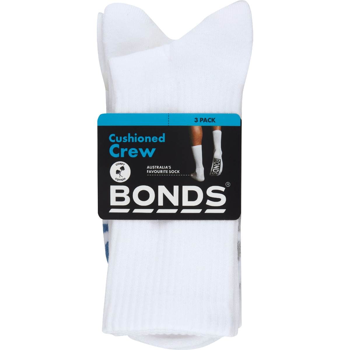 Bonds Mens Cushioned Crew Socks Size 11-14 Assorted 3 pack