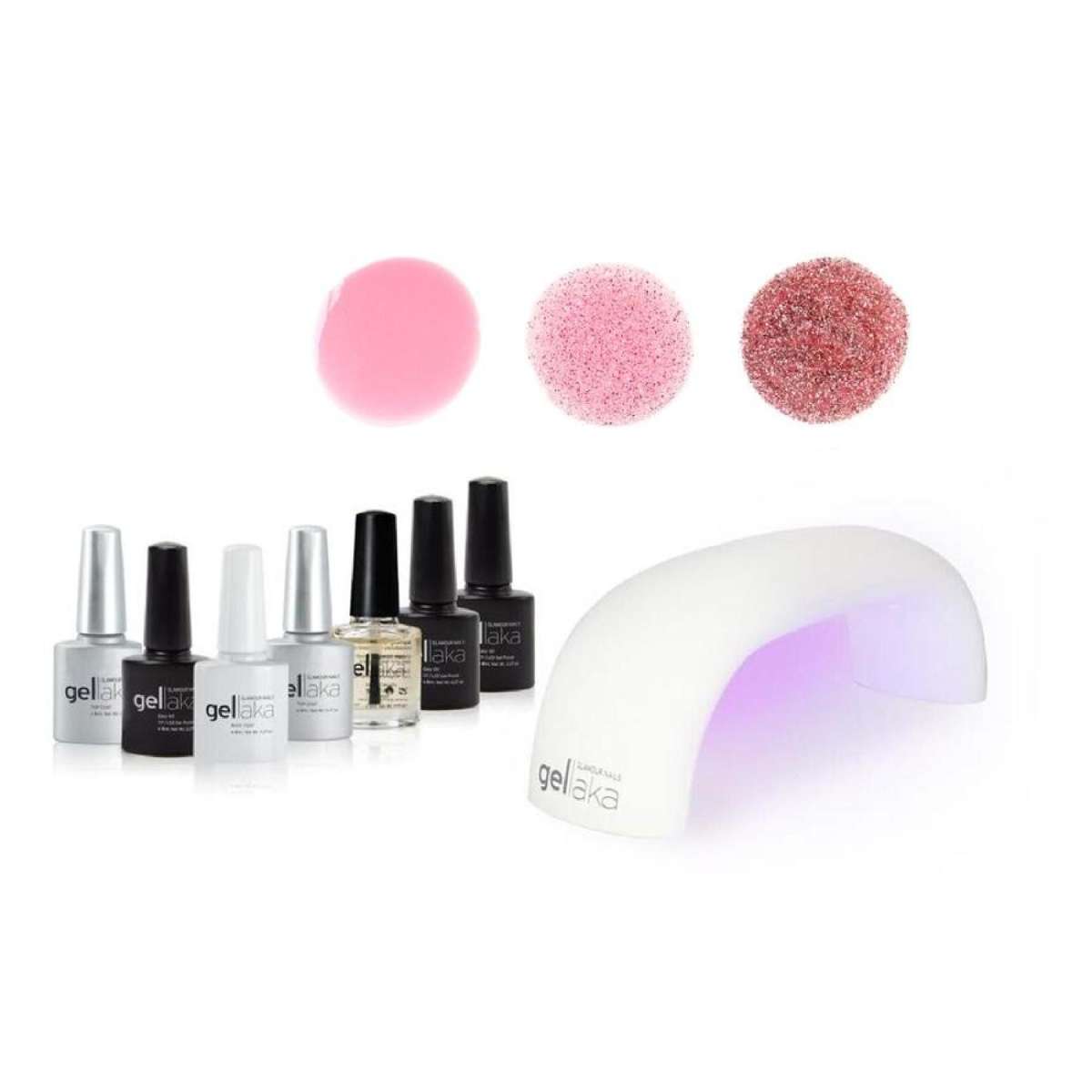 Gellaka PRO Matte or Shine Gel Nail Kit - Diamonds - 3 colors