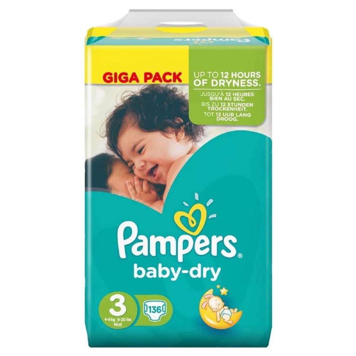 Baby Dry Size 3 Midi 6-10kg Jumbo Pack (136 Nappies). End of Line