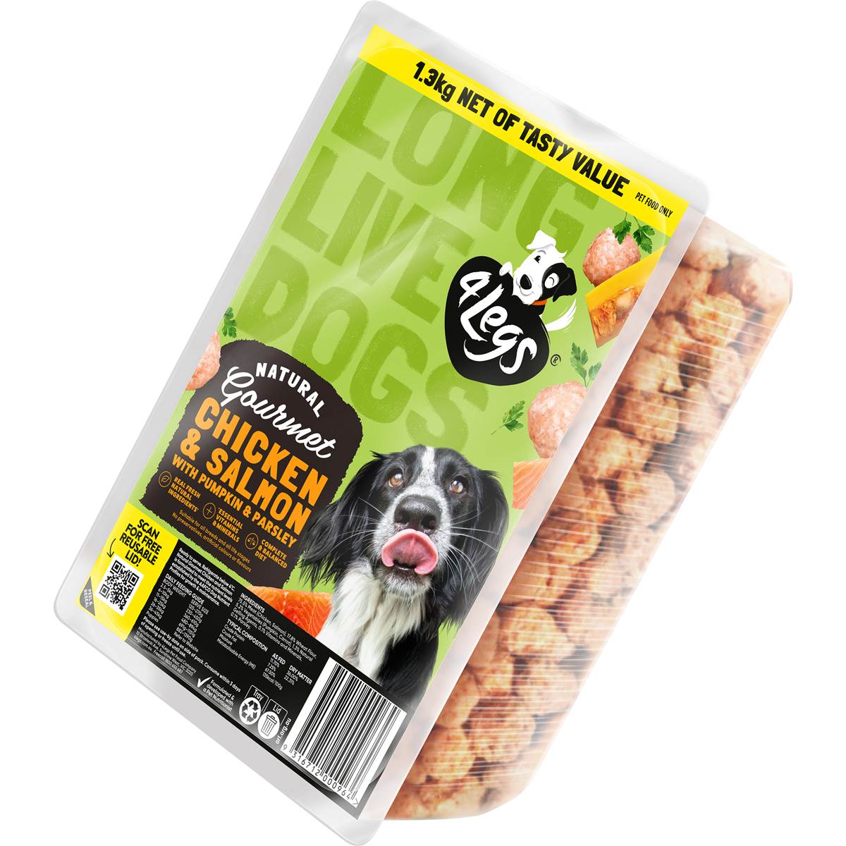 4 Legs Chicken & Salmon Meatballs Chilled Dog Food