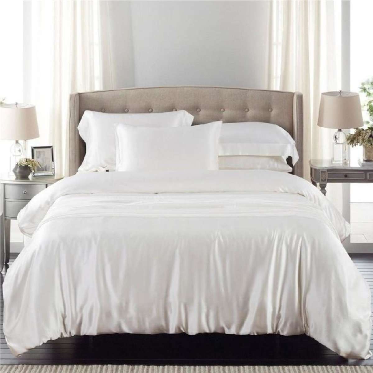 Silky Satin Quilt Cover and Pillowcase Set 1000TC Ocean / King Single