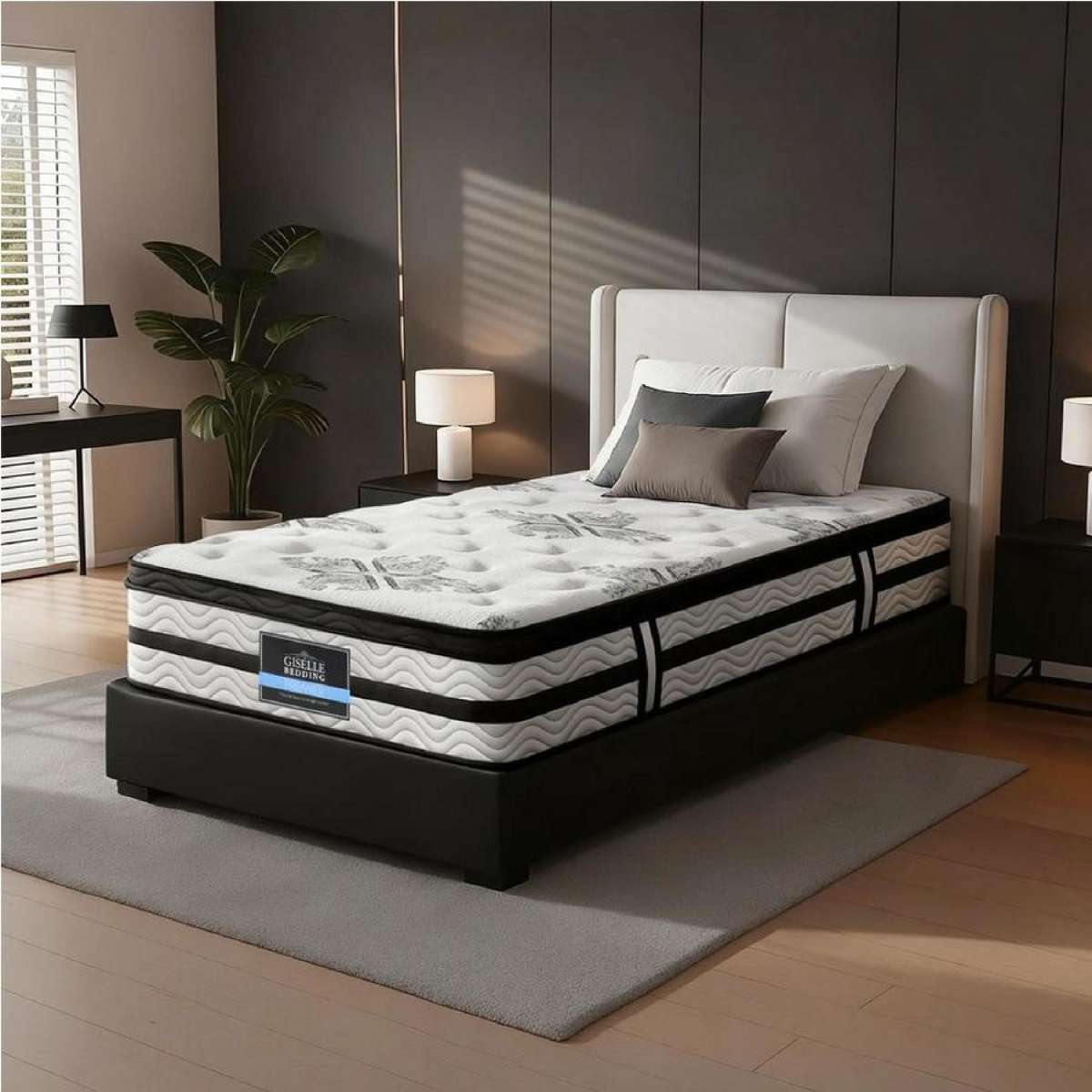 Giselle Bedding 34cm Medium Firm Mattress 5 Zone Pocket Spring Euro Top King Single