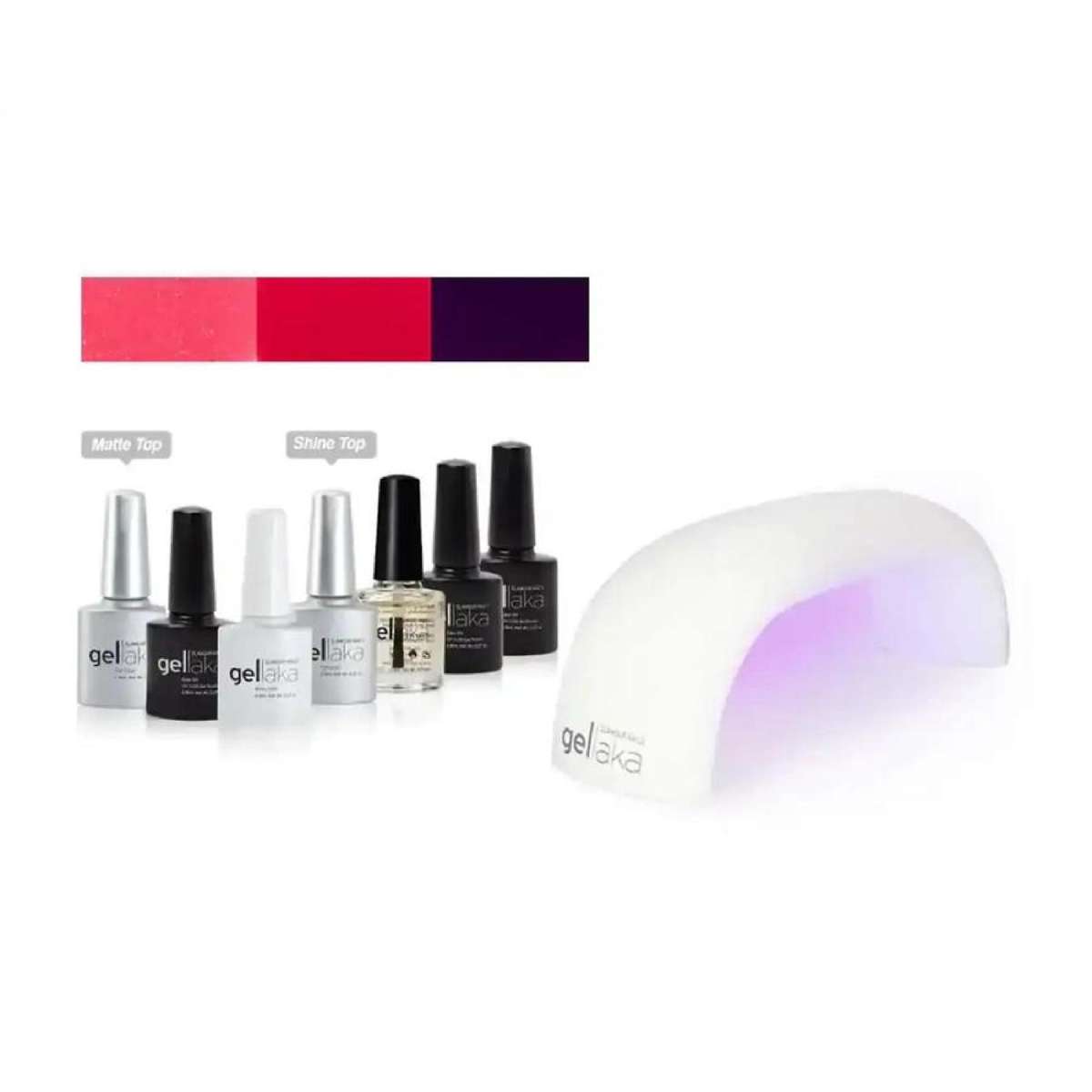 Gellaka 8-Piece Pro Matte Or Shine Gel Nail Kit - Rosy Day