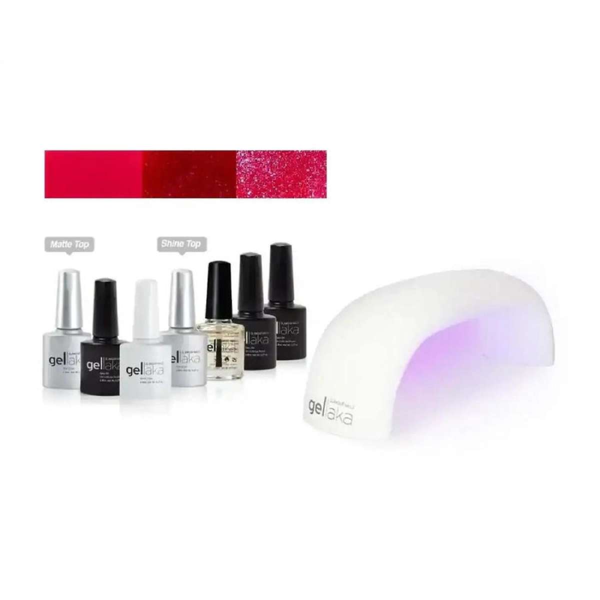 Gellaka 8-Piece Pro Matte Or Shine Gel Nail Kit - Romance