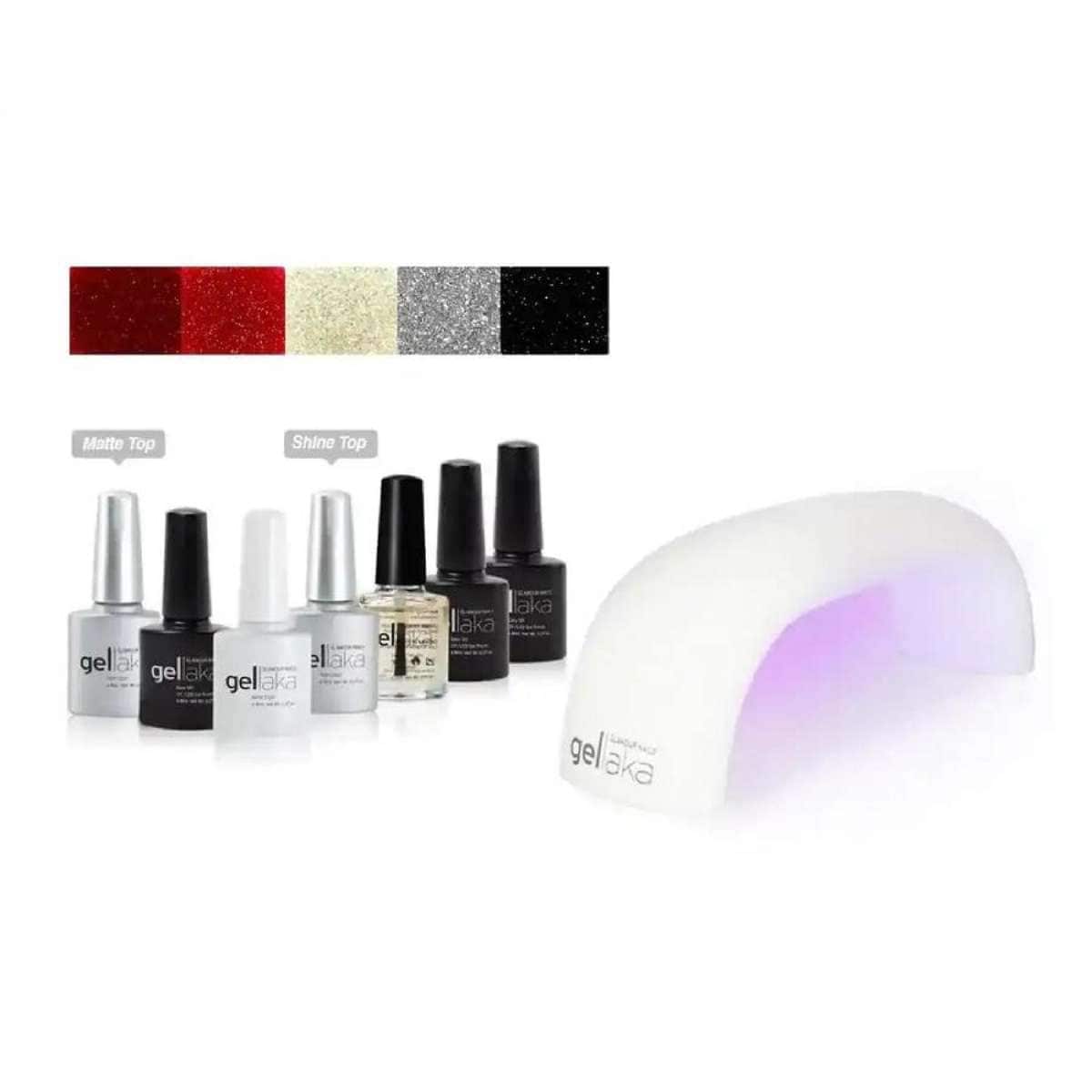 Gellaka 10-Piece Pro Matte Or Shine Gel Nail Kit - Rare Gems