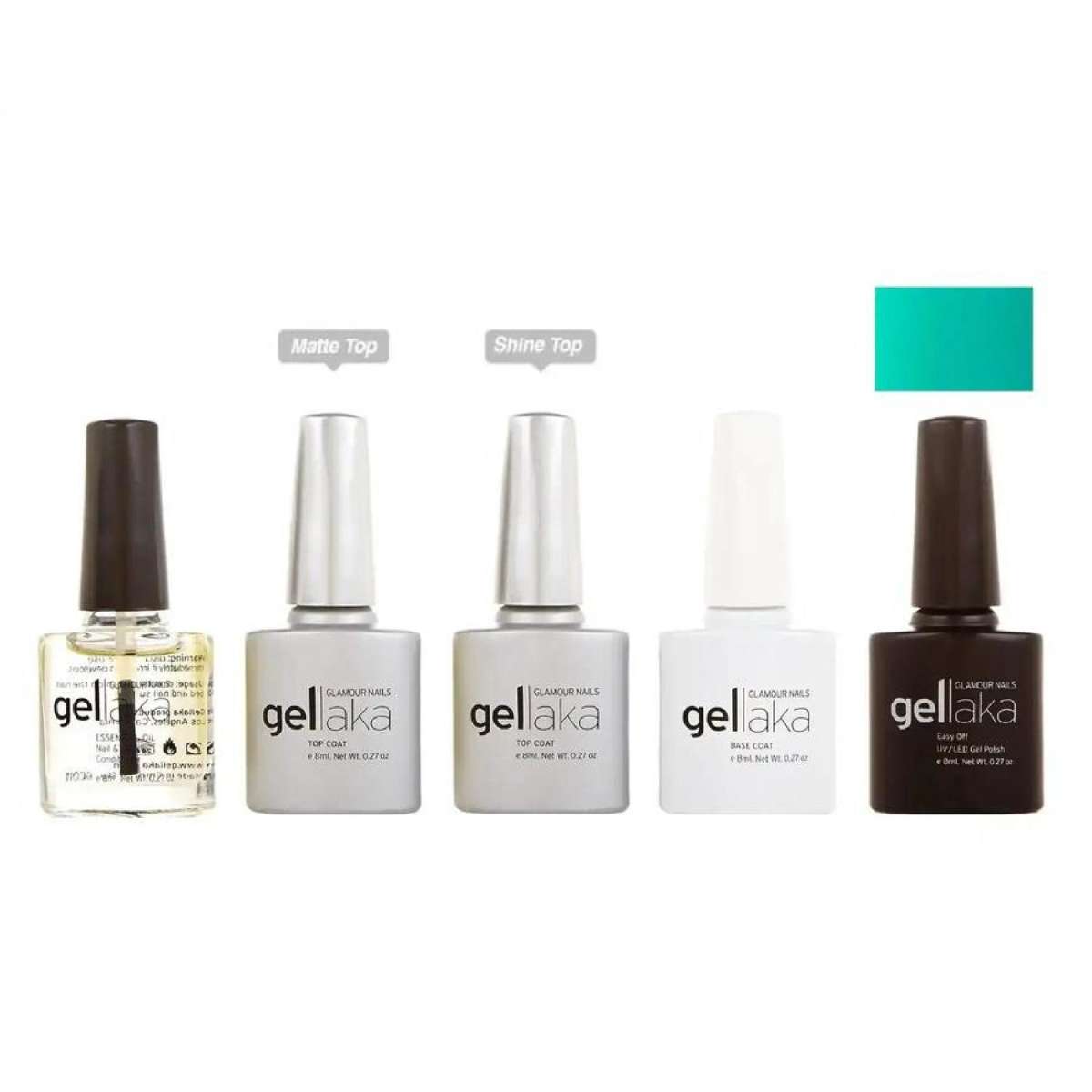 Gellaka 5-Piece Essential Gel Manicure Set with 1 Color - Go Green