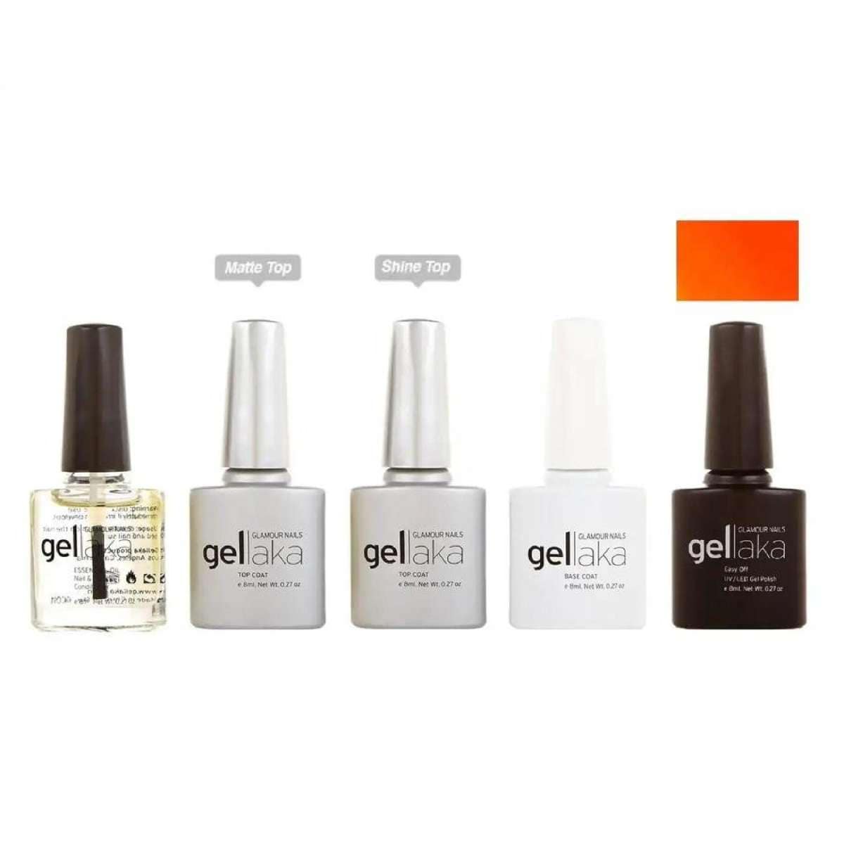 Gellaka 5-Piece Essential Gel Manicure Set with 1 Color - Fresh Mango