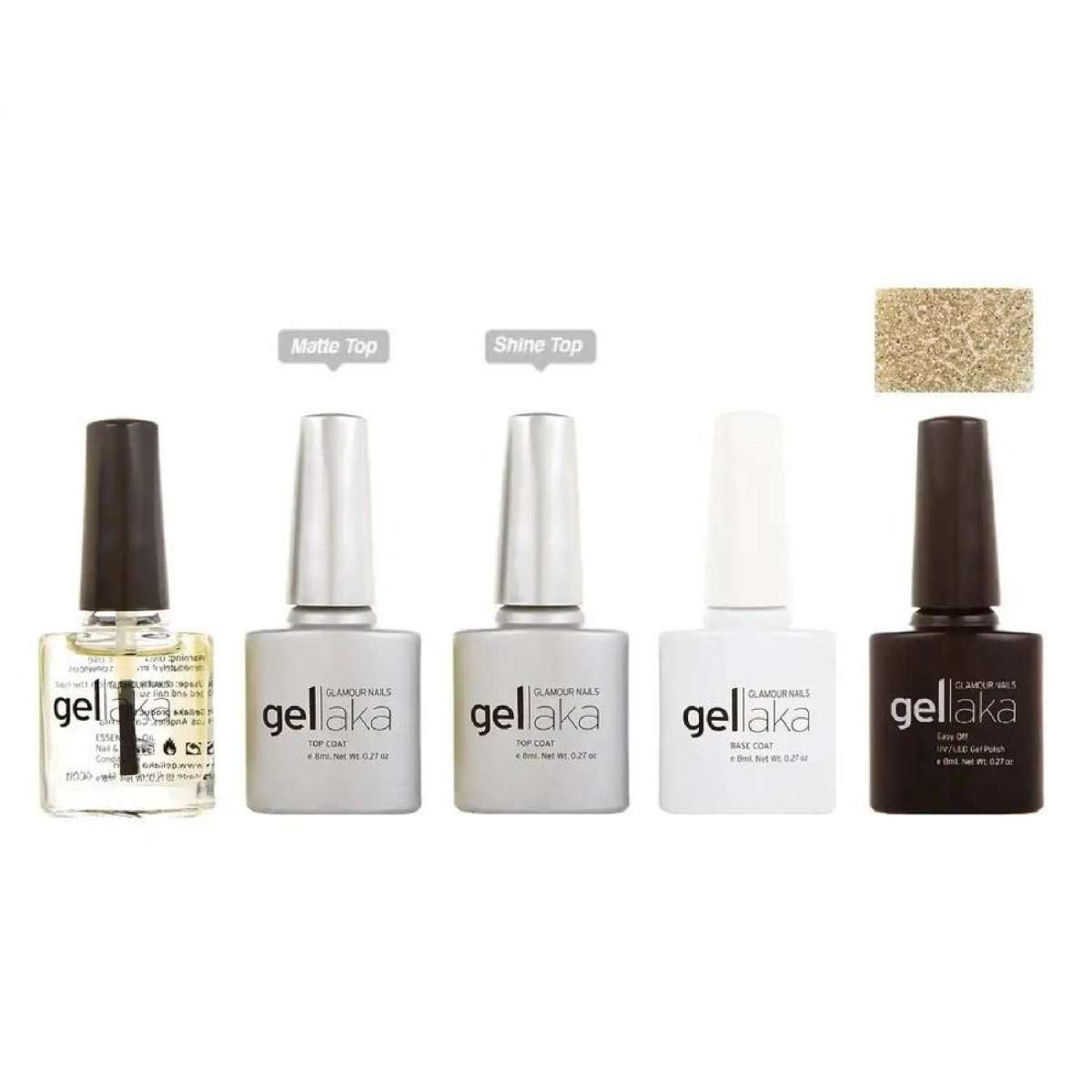 Gellaka 5-Piece Essential Gel Manicure Set with 1 Color - Gold Chick