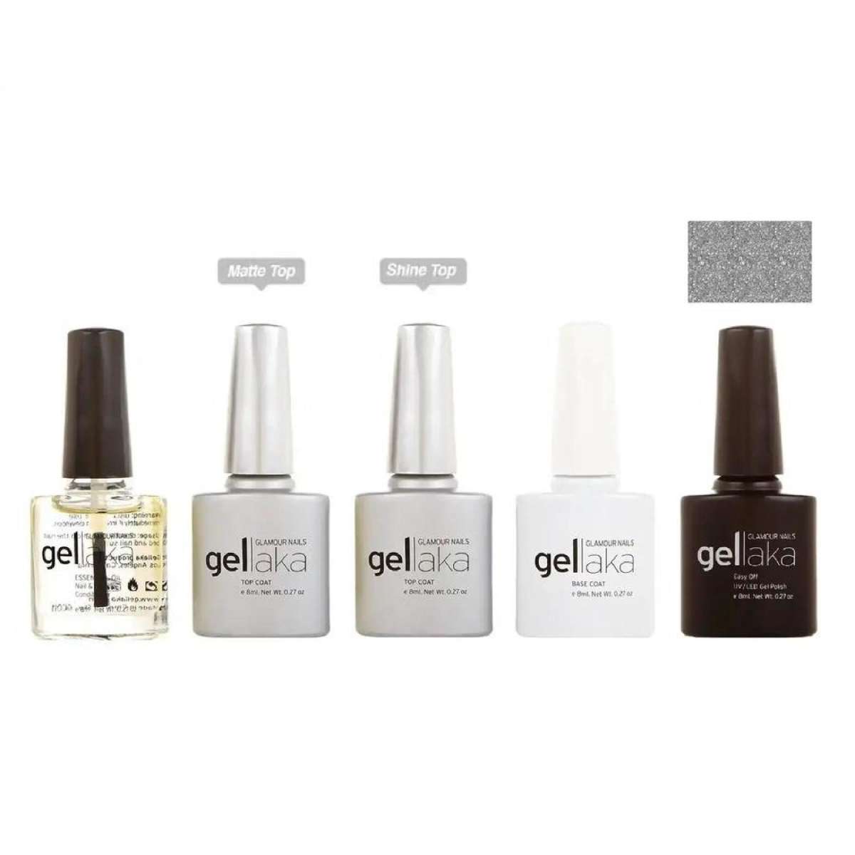 Gellaka 5-Piece Essential Gel Manicure Set with 1 Color - Glamour