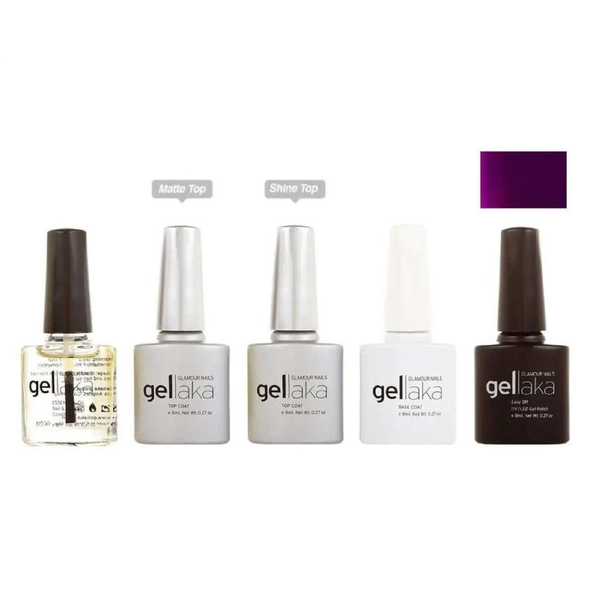 Gellaka 5-Piece Essential Gel Manicure Set with 1 Color - Blackberry
