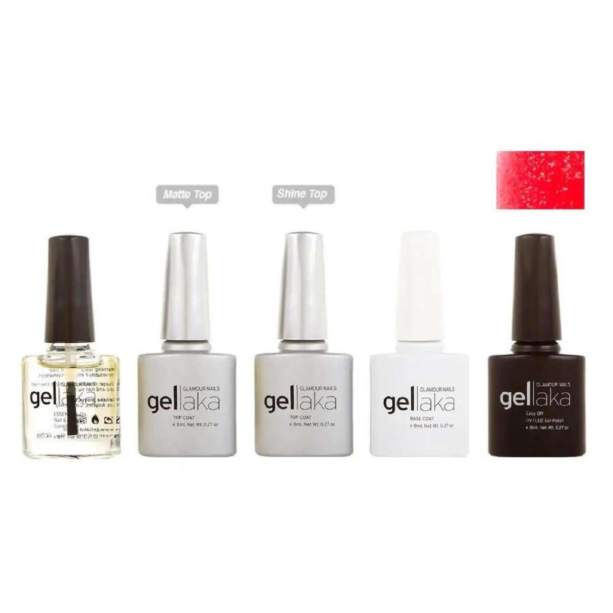 Gellaka 5-Piece Essential Gel Manicure Set with 1 Color - Sparkle Pony