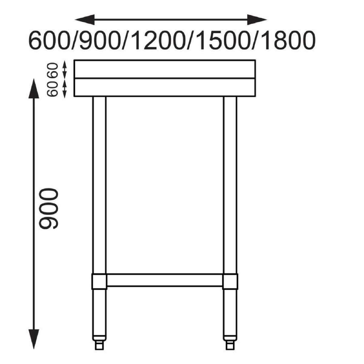 Vogue Table with Upstand St/St - 1800x700x900mm 70 3/4x27 1/2x35 1/2"