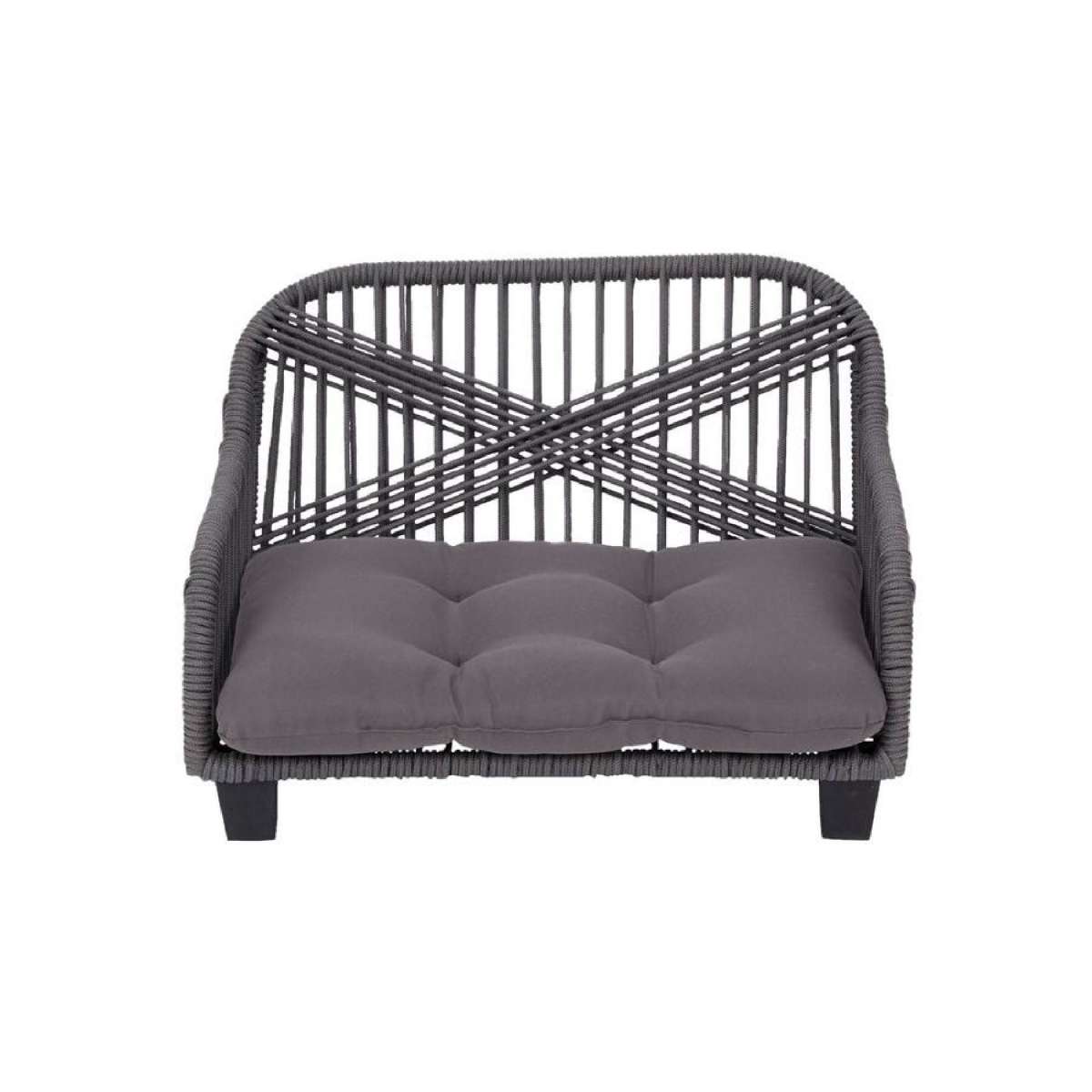 Teamson Pets Lachesis Outdoor Woven Rope Pet Settee with Cushion Water Resistant