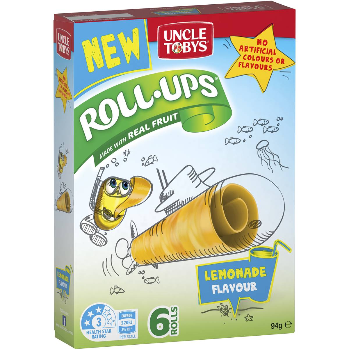 Calories in Uncle Tobys Roll Ups Lemonade Flavour