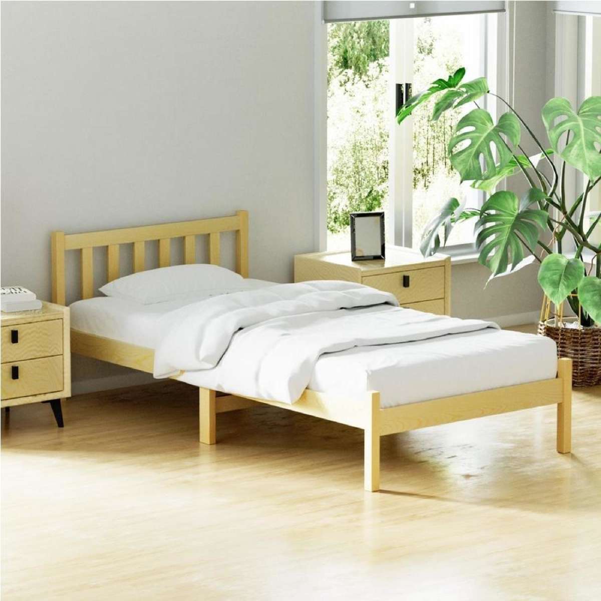 Artiss Wooden Bed Frame Single With Headboard