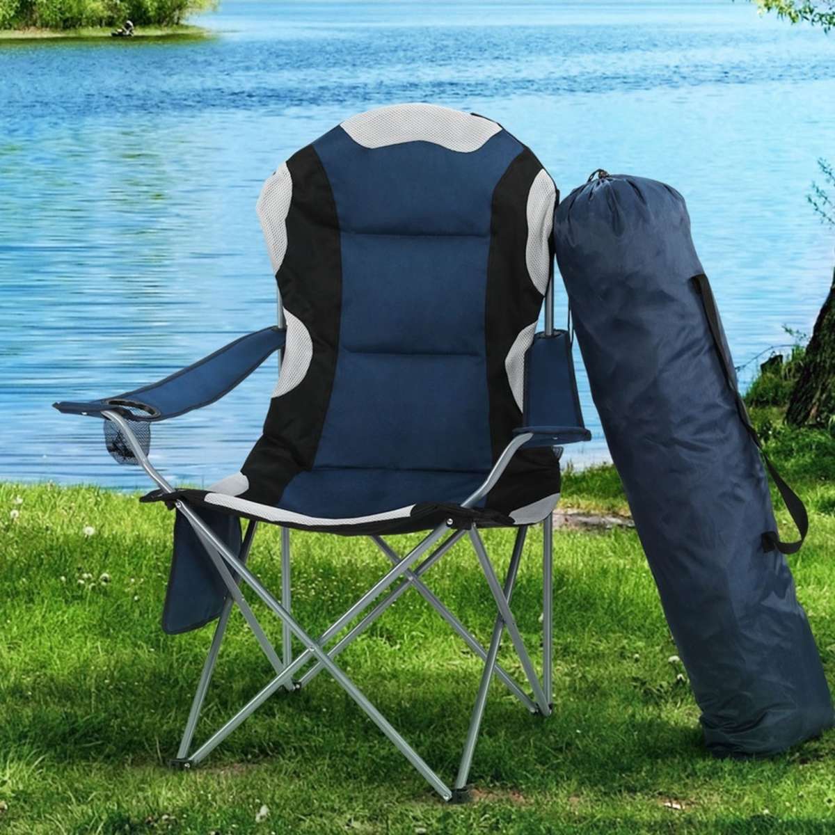 2x Camping Chair Weisshorn Folding Portable Outdoor Chair Blue