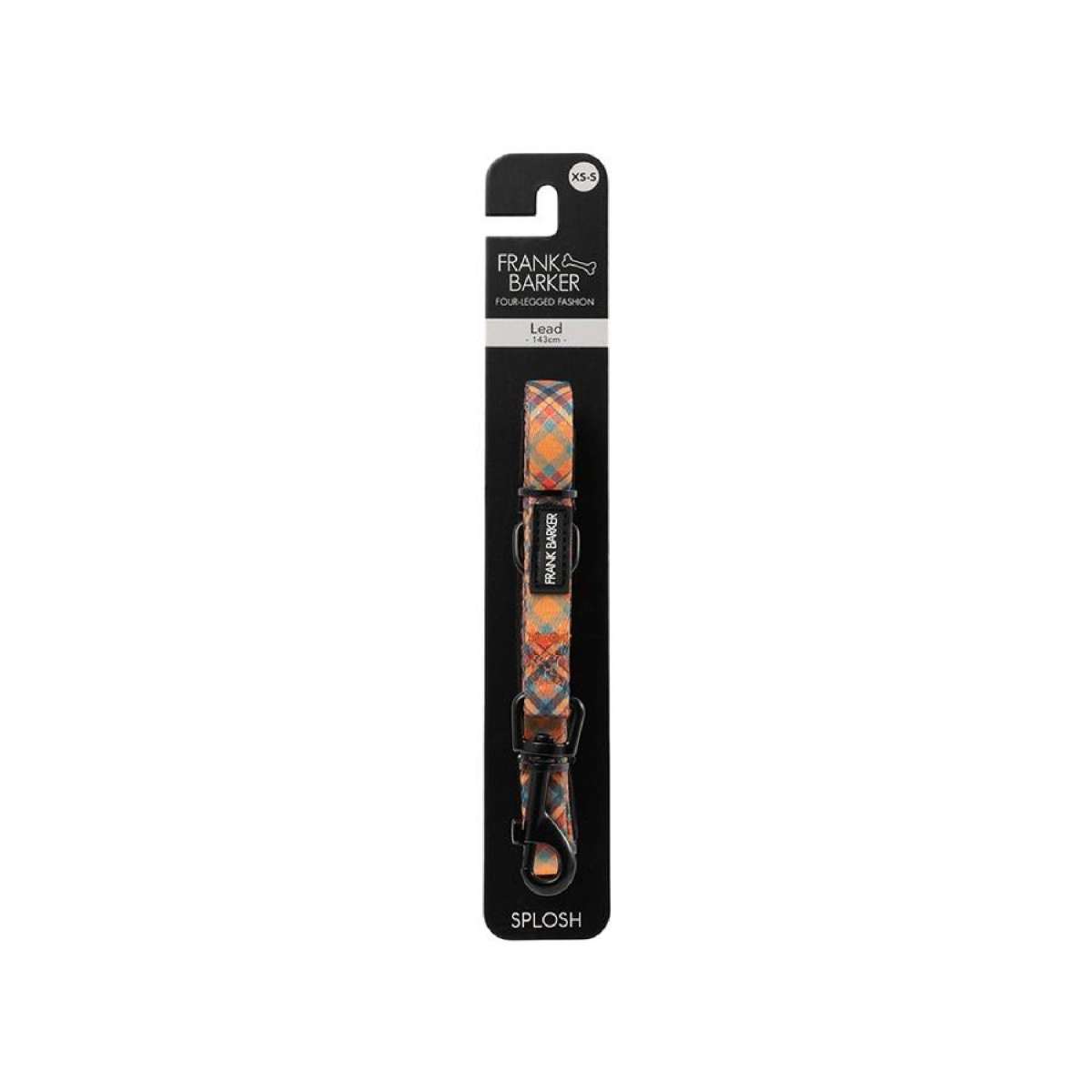 Frank Barker Adjustable 143x1.5cm Plaid Dog Lead Padded Leash Strap XS-S Orange