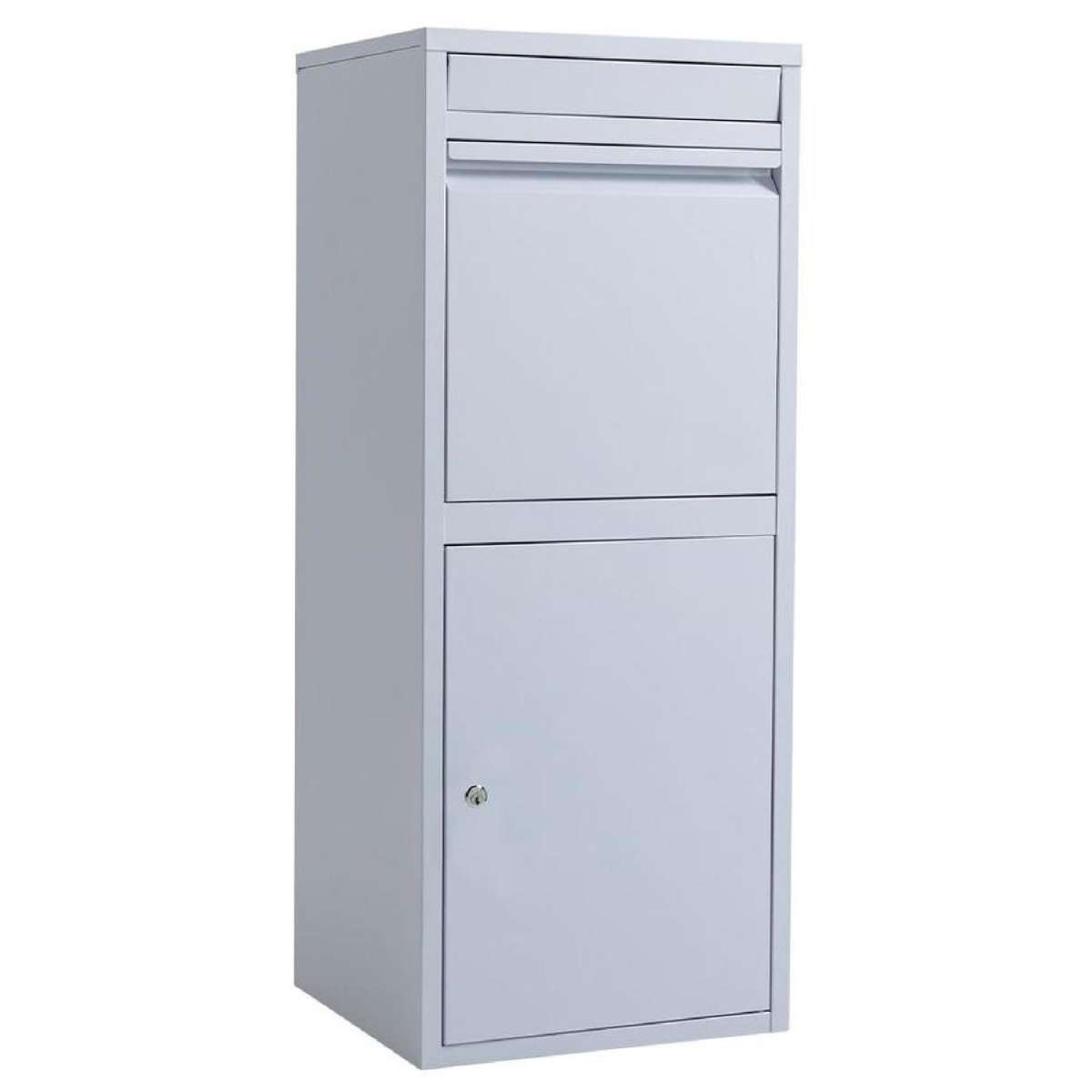 FORTIA Freestanding Parcel Post Box Letterbox, Letter Slot, Light Grey