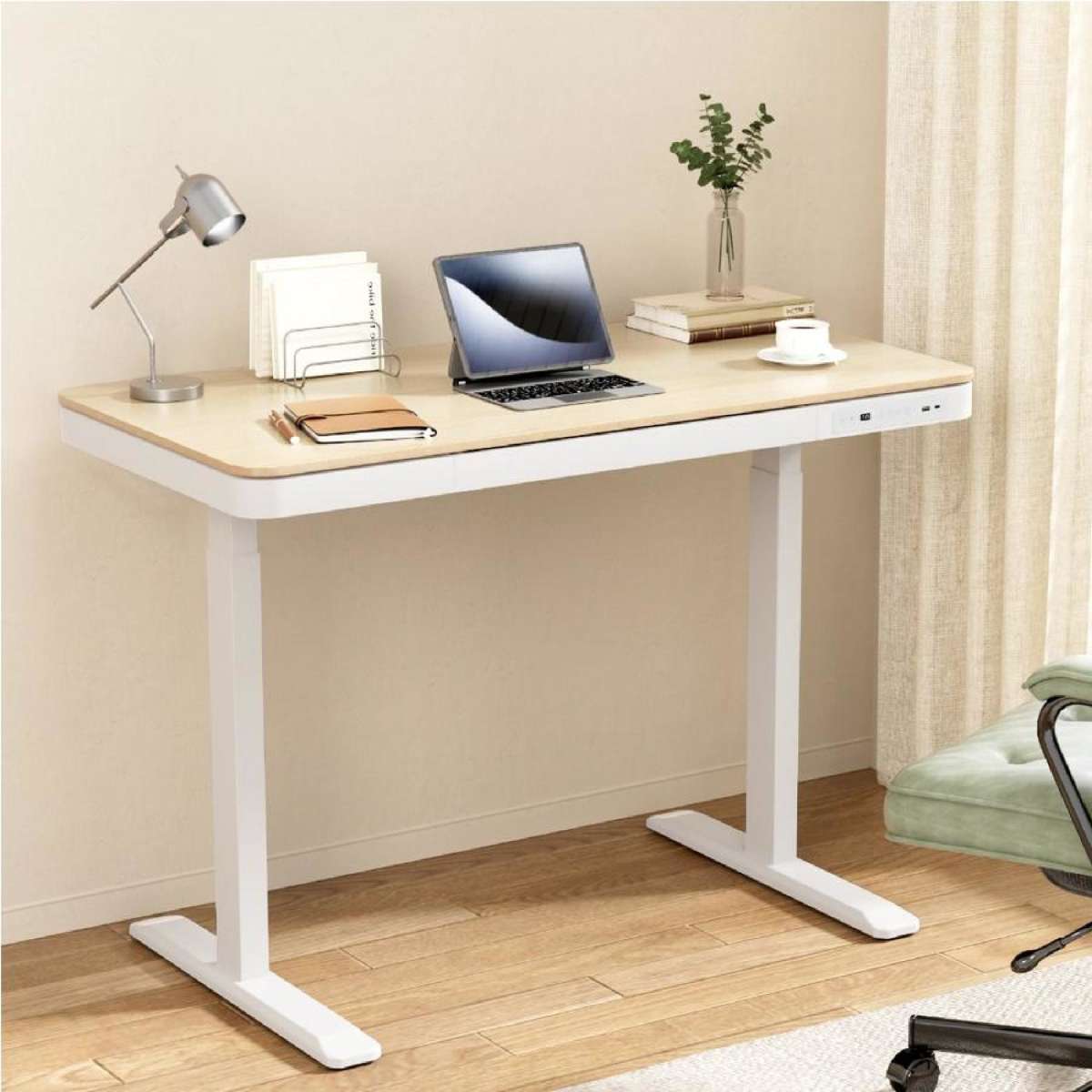 Artiss Standing Desk Electric Sit Stand Desks Motorised Drawer 120CM Oak