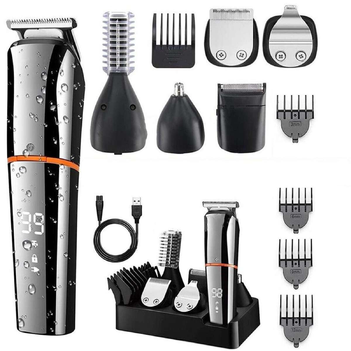 Professional Hair Clippers Men Cordless Hair Trimmers Washable Beard Trimmer