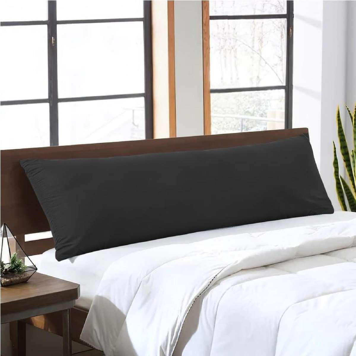 LINENOVA 2000TC Body Pillowcase Long Body Pillow Cover - 1 Pack Black