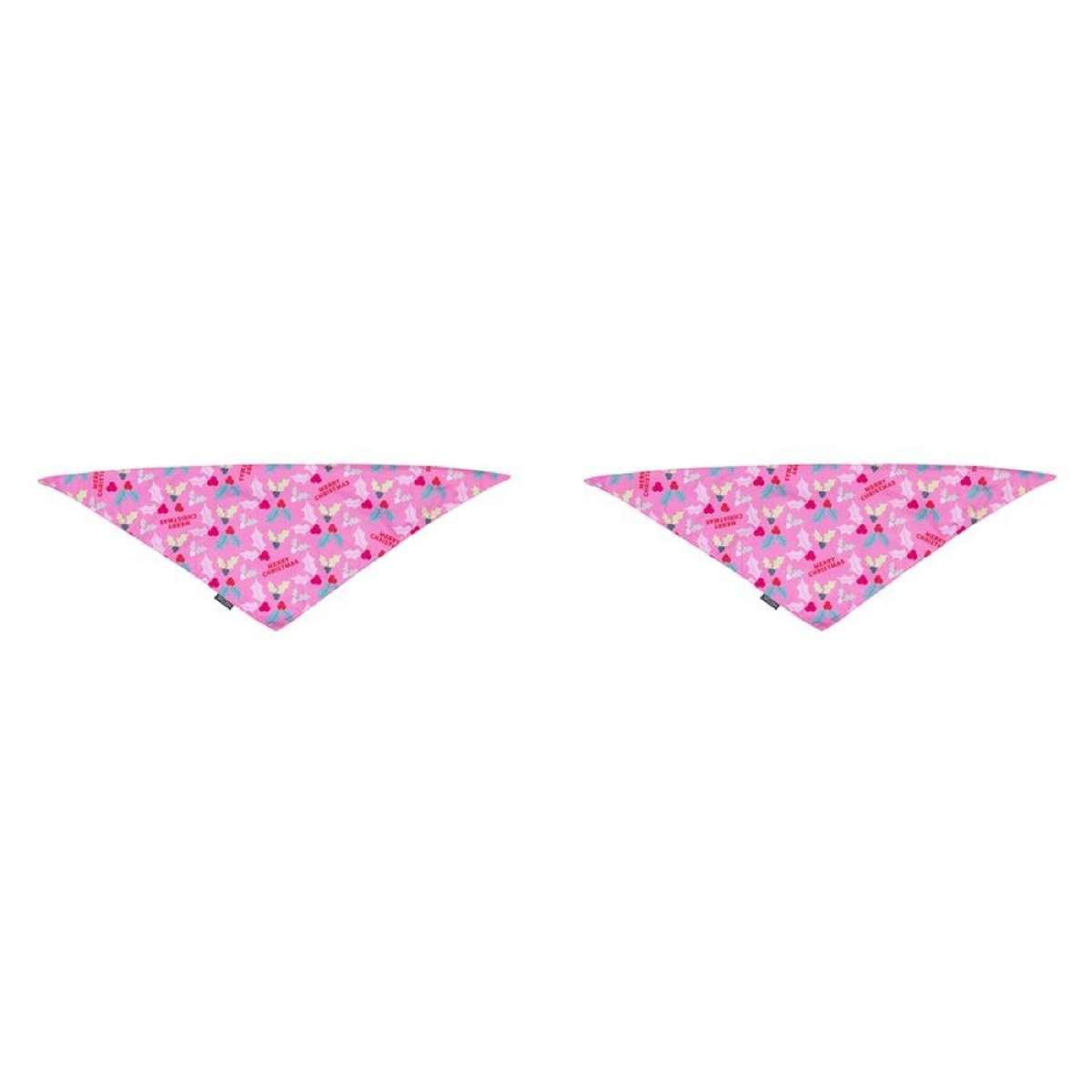 2x Splosh Christmas Holly Pet/Animal Dog Cotton Bandana Neck Collar 70x25cm Pink