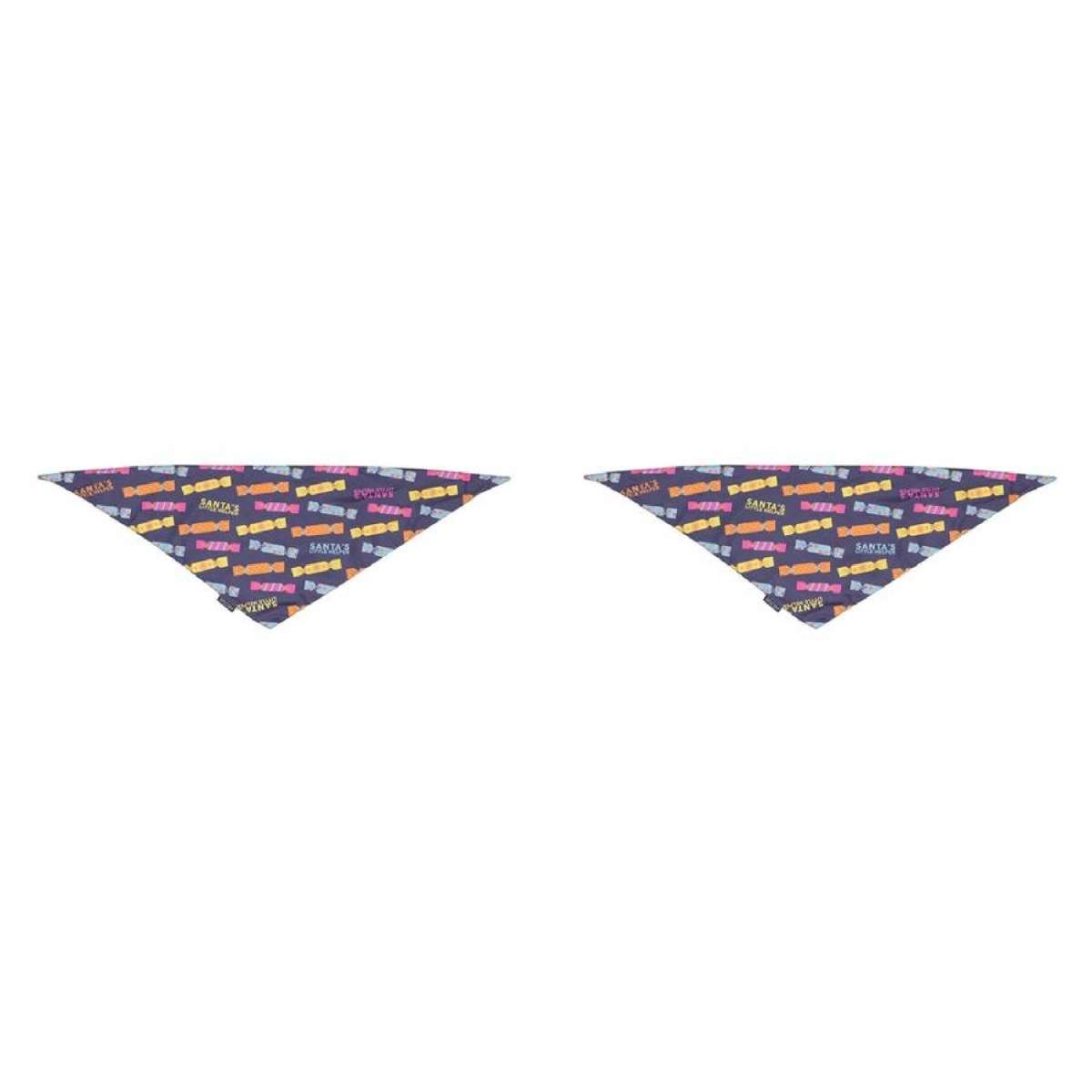 2x Splosh Christmas Crackers Pet Dog Cotton Bandana Neck Collar 70cm Grey/Yellow