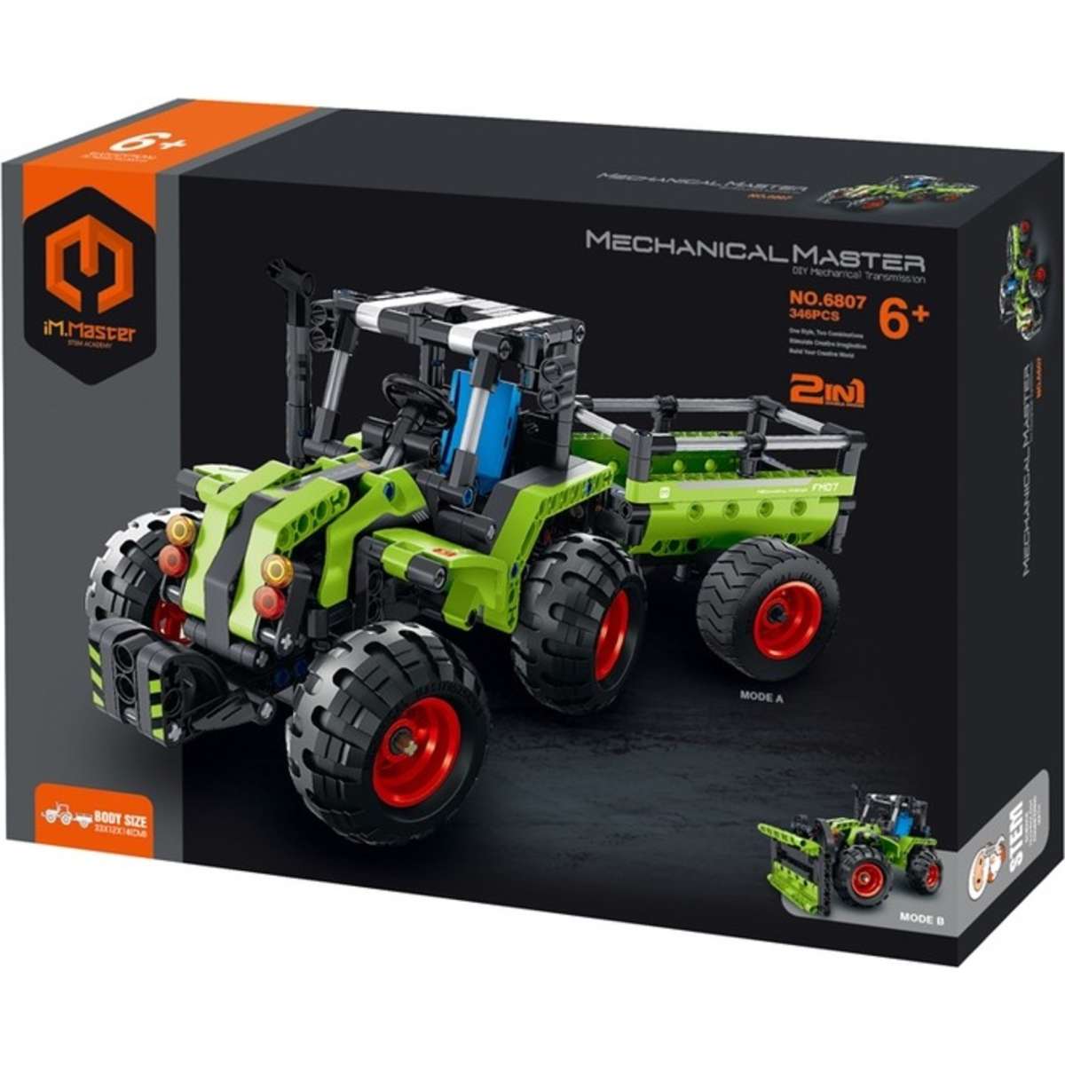 348pc iM.Master 2-in-1 Tractor To Harvester Building Blocks Kids Toy Set GRN 6y+