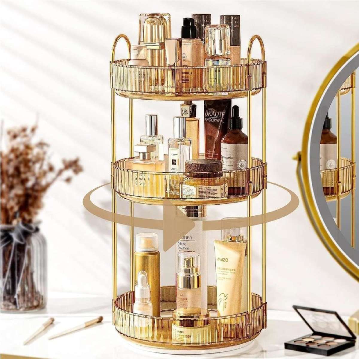 360 Rotating Makeup Organizer for Skincare and Cosmetics