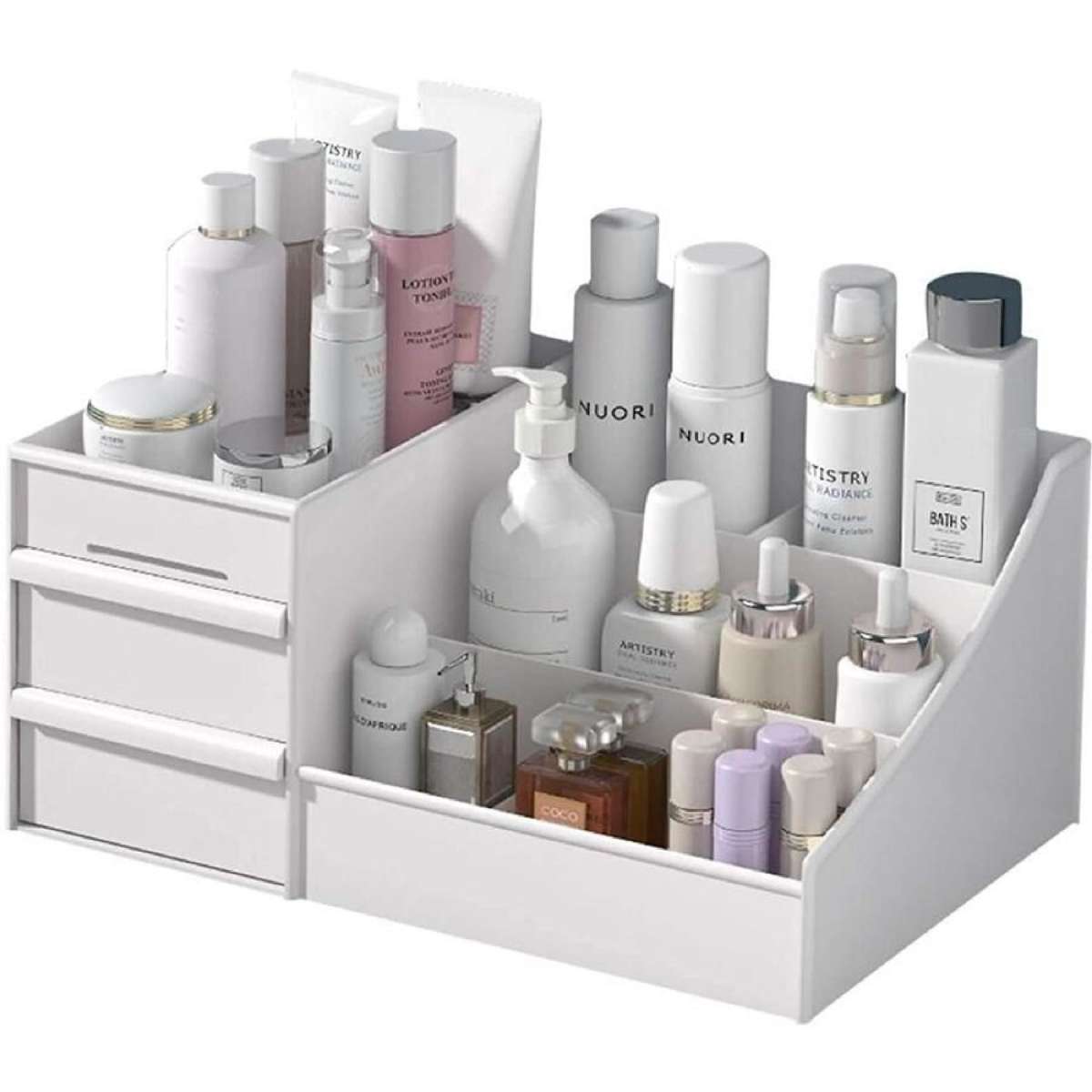 Large Capacity Makeup Organizer with Drawers for Bedroom and Bathroom Countertop
