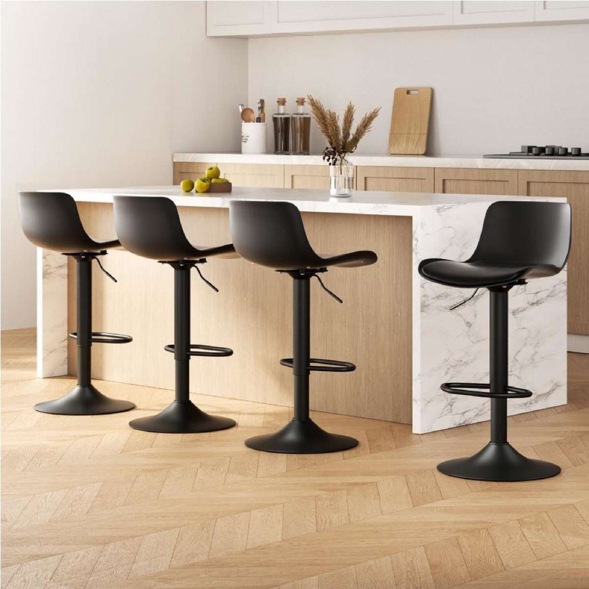 Artiss 4x Bar Stools Padded Seat Gas Lift Black